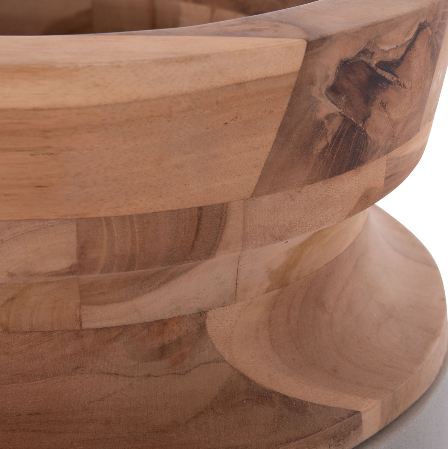 Декоративна подова ваза Линтер фибро цимент сив--тиково дърво φ34x60hcm.