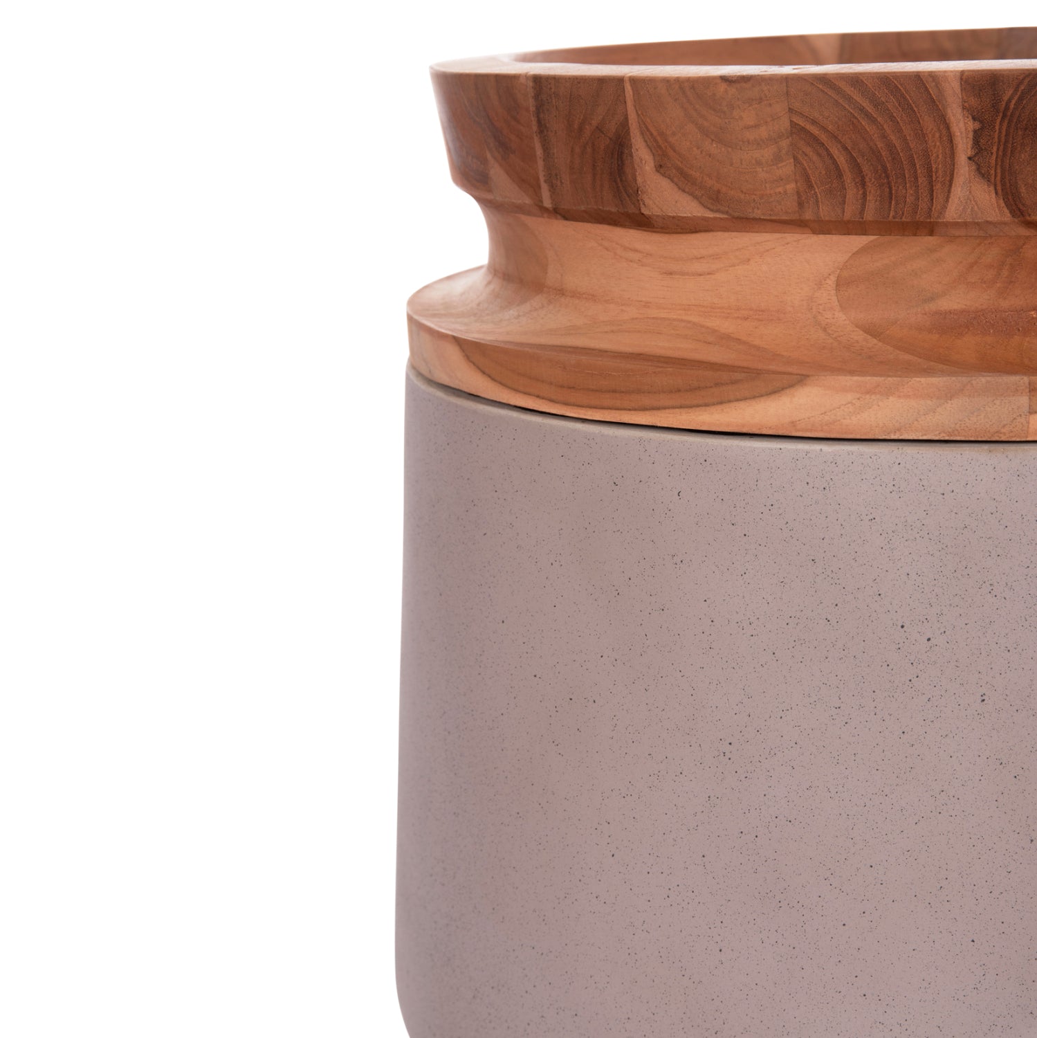 Декоративна подова ваза Интер фибро цимент сив мат--тиково дърво φ41x47h