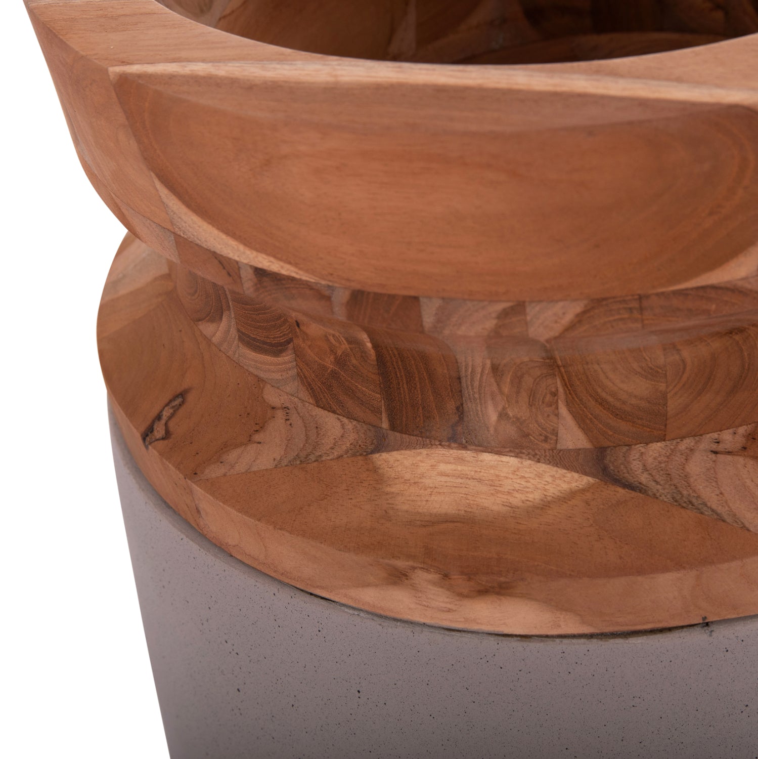 Декоративна подова ваза Интер фибро цимент сив мат--тиково дърво φ34x60hcm