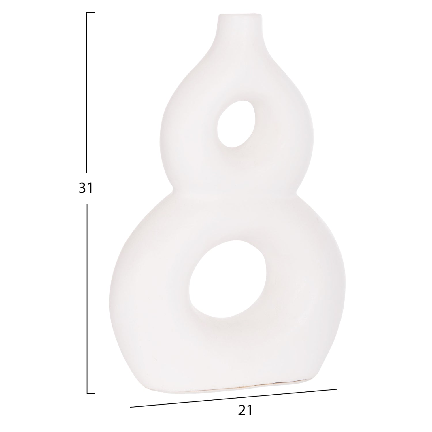 Декоративна настолна ваза фиорин теракота в бяло--21x7.5x31см.