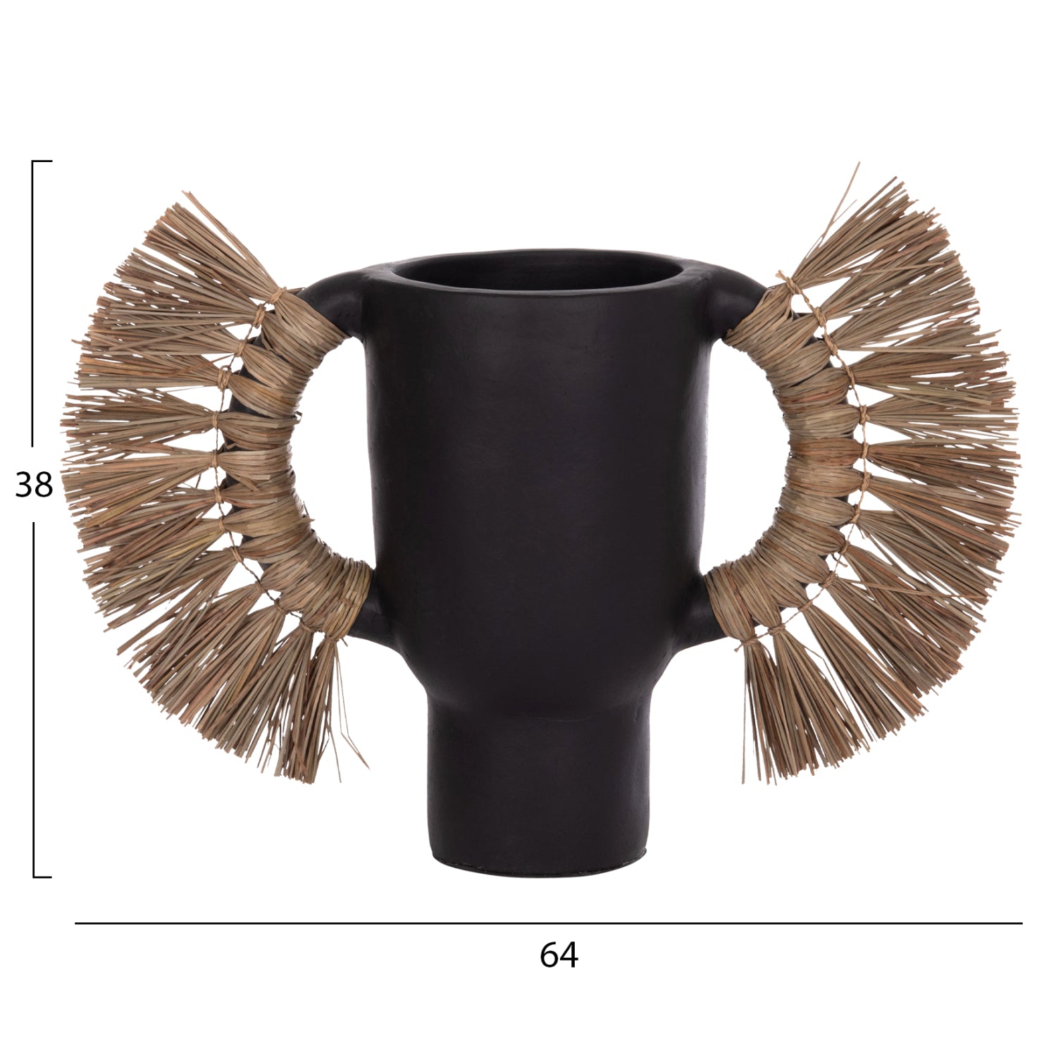 Декоративна ваза за настола alica черна теракота и трева -- 64x22x38см