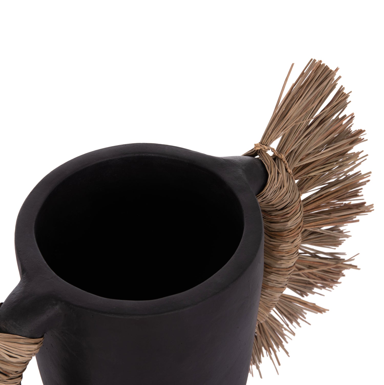 Декоративна ваза за настола alica черна теракота и трева -- 64x22x38см