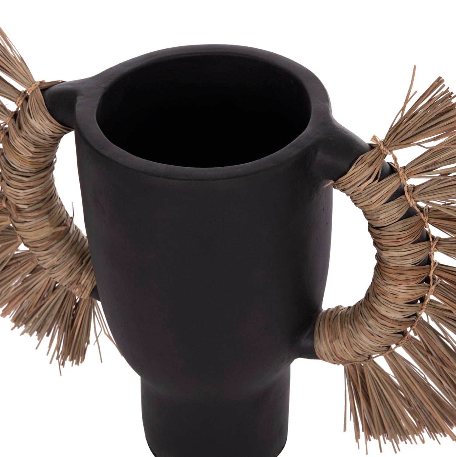 Декоративна ваза за настола alica черна теракота и трева -- 64x22x38см