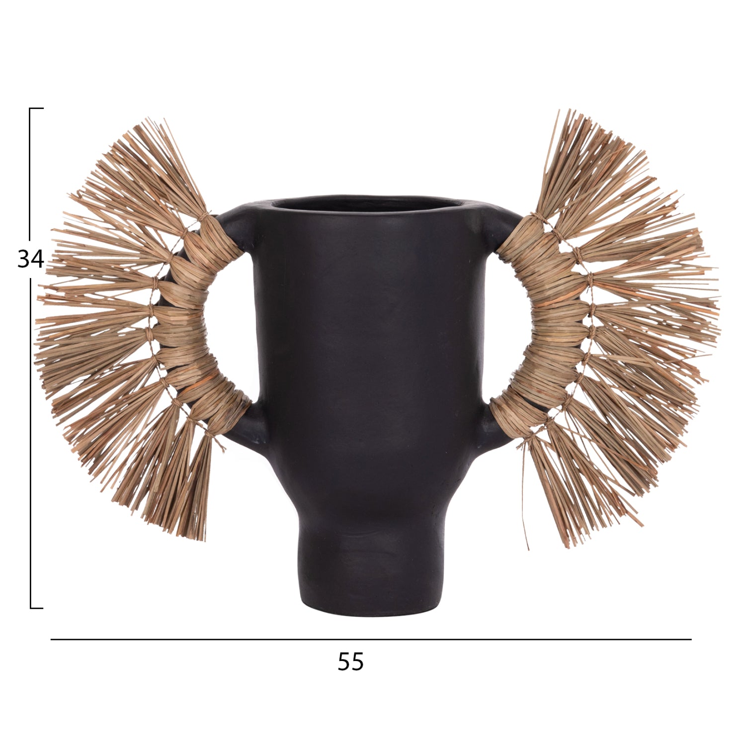 Декоративна ваза за настола alica черна теракота и трева -- 55x19x34см