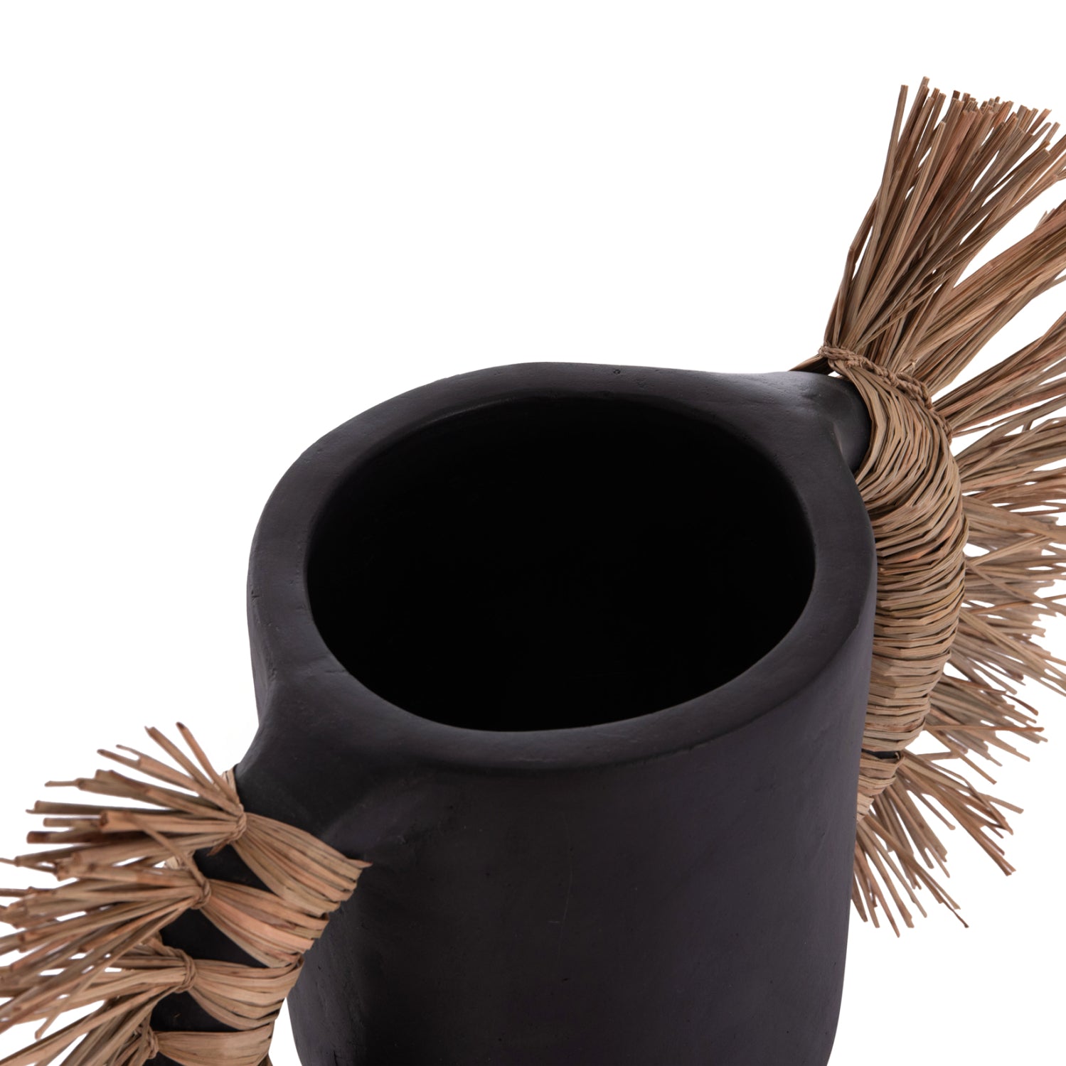 Декоративна ваза за настола alica черна теракота и трева -- 55x19x34см