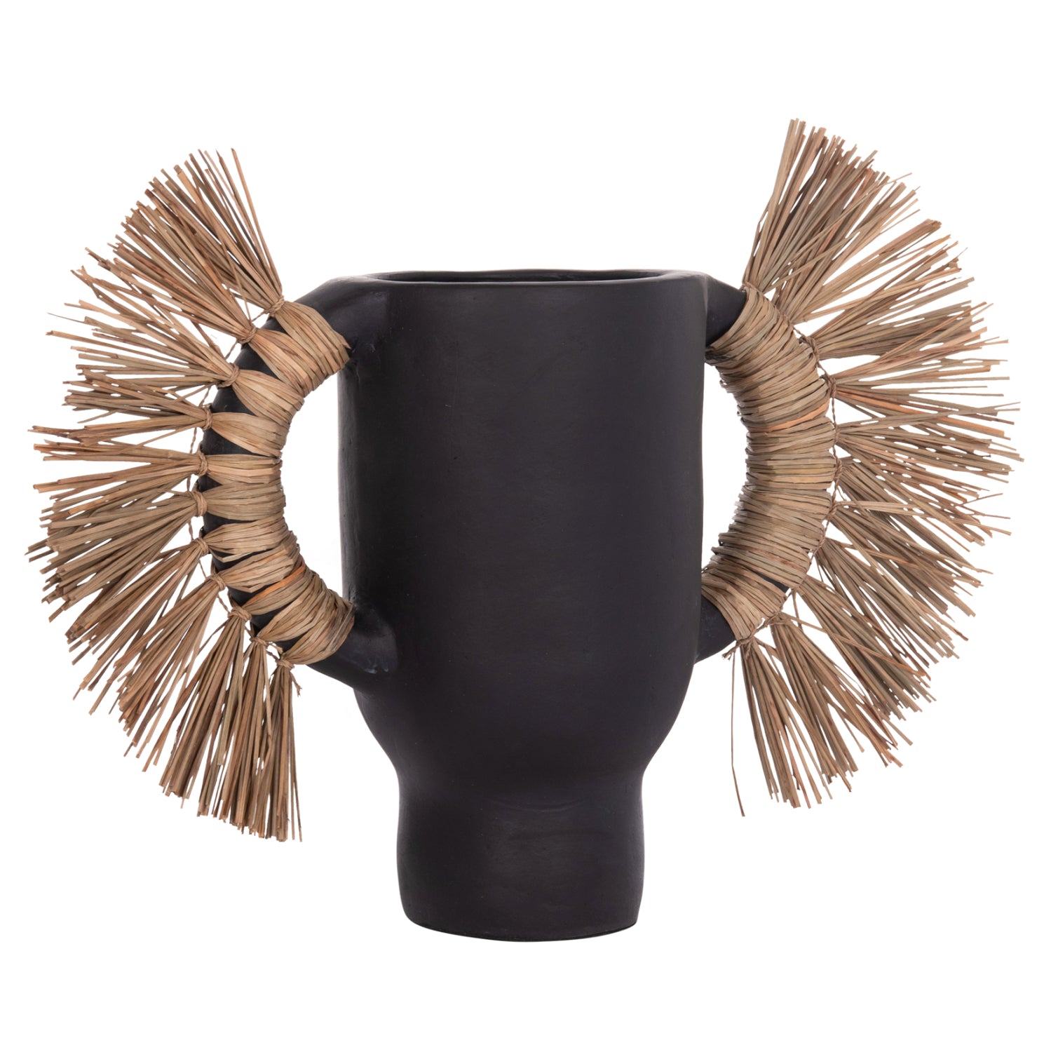Декоративна ваза за настола alica черна теракота и трева -- 55x19x34см
