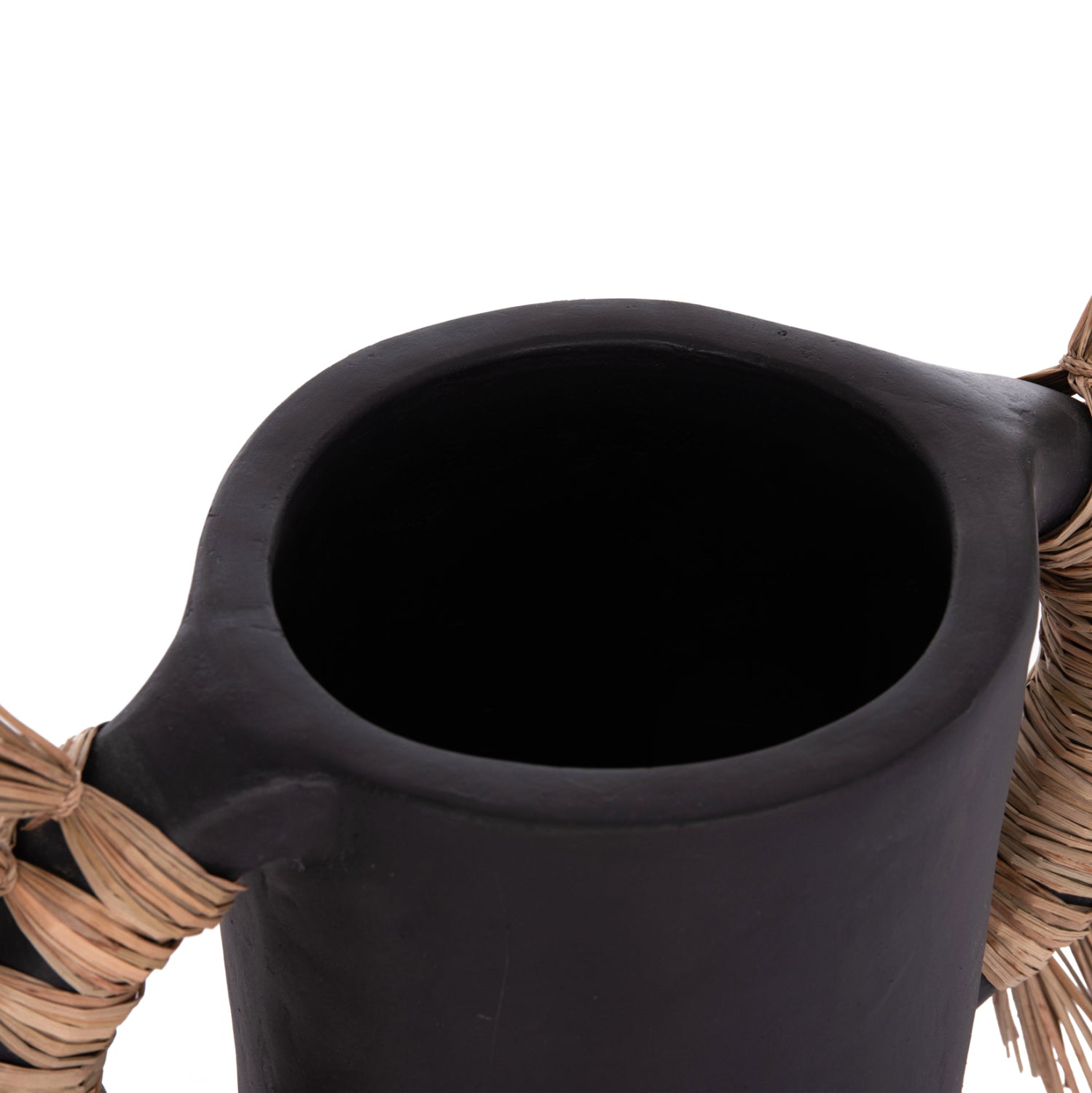 Декоративна ваза за настола alica черна теракота и трева -- 55x19x34см