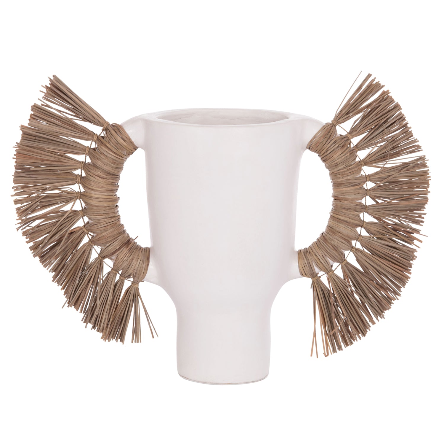 Декоративна ваза  Alioca бяла теракота и трева -- 64x22x38см