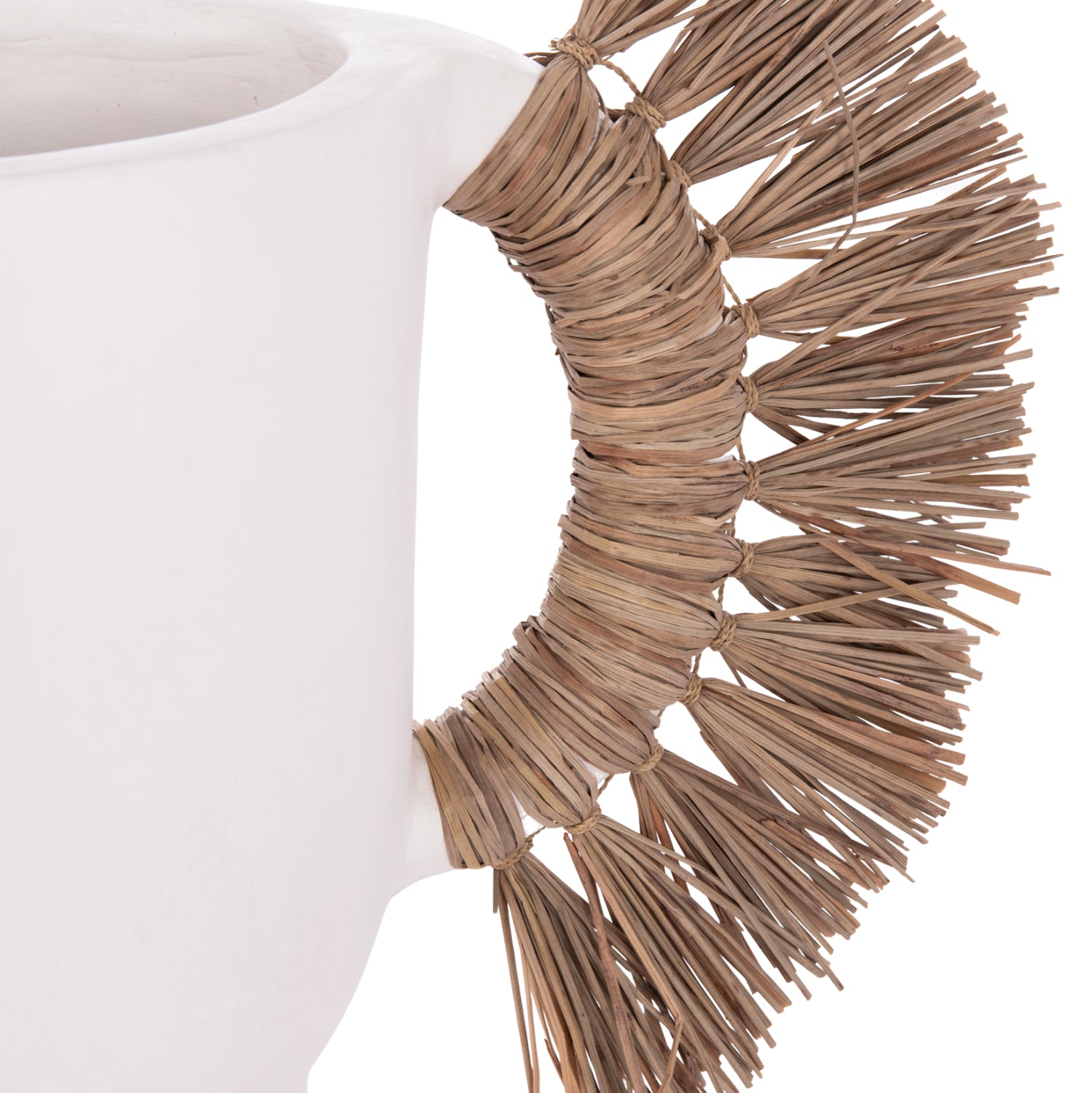 Декоративна ваза  Alioca бяла теракота и трева -- 64x22x38см