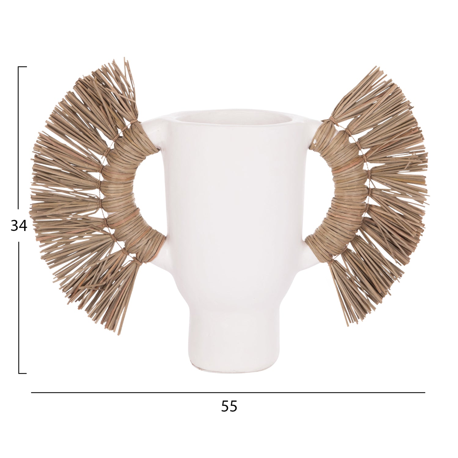 Декоративна ваза  Alica  бяла теракота и трева -- 55x19x34см