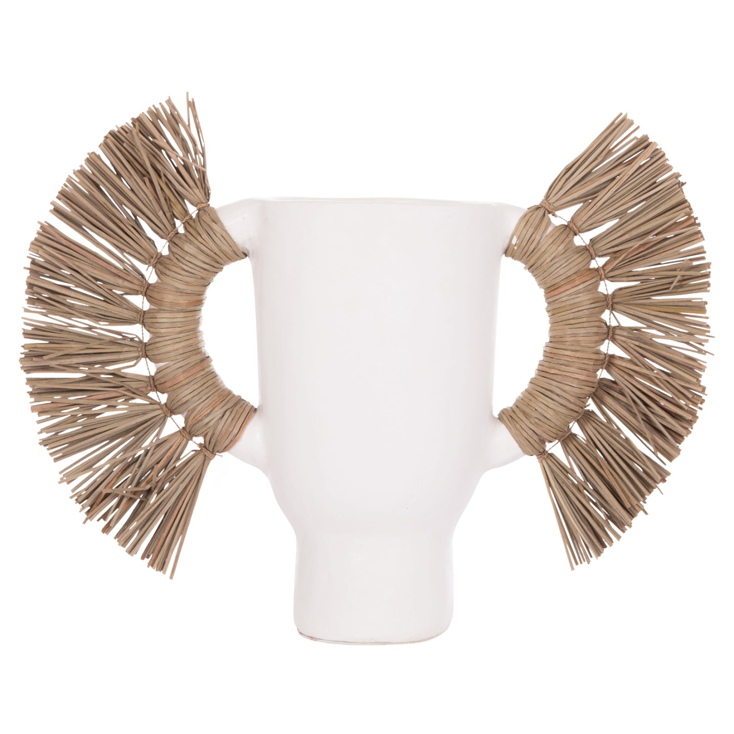 Декоративна ваза  Alica  бяла теракота и трева -- 55x19x34см