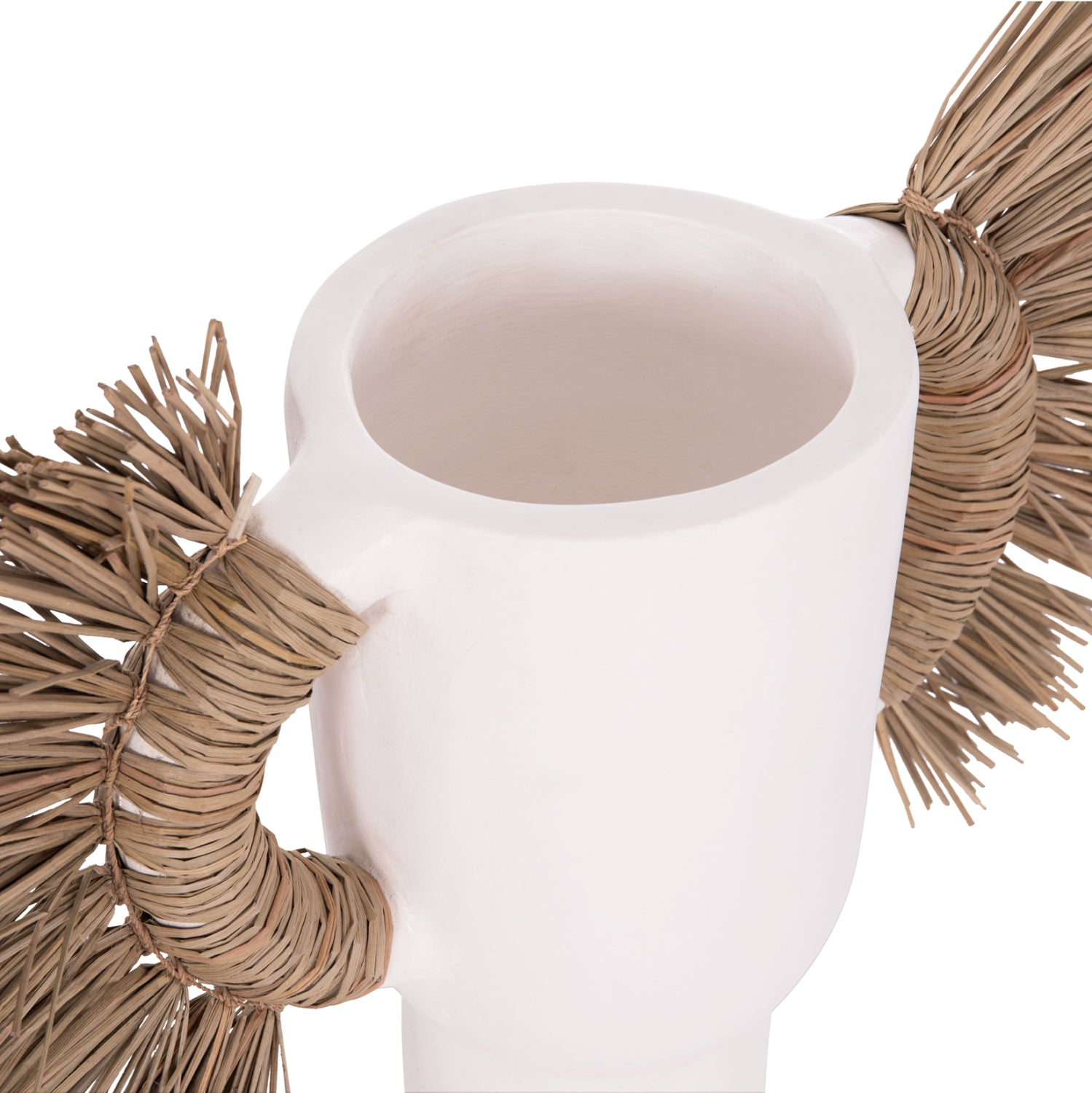 Декоративна ваза  Alica  бяла теракота и трева -- 55x19x34см