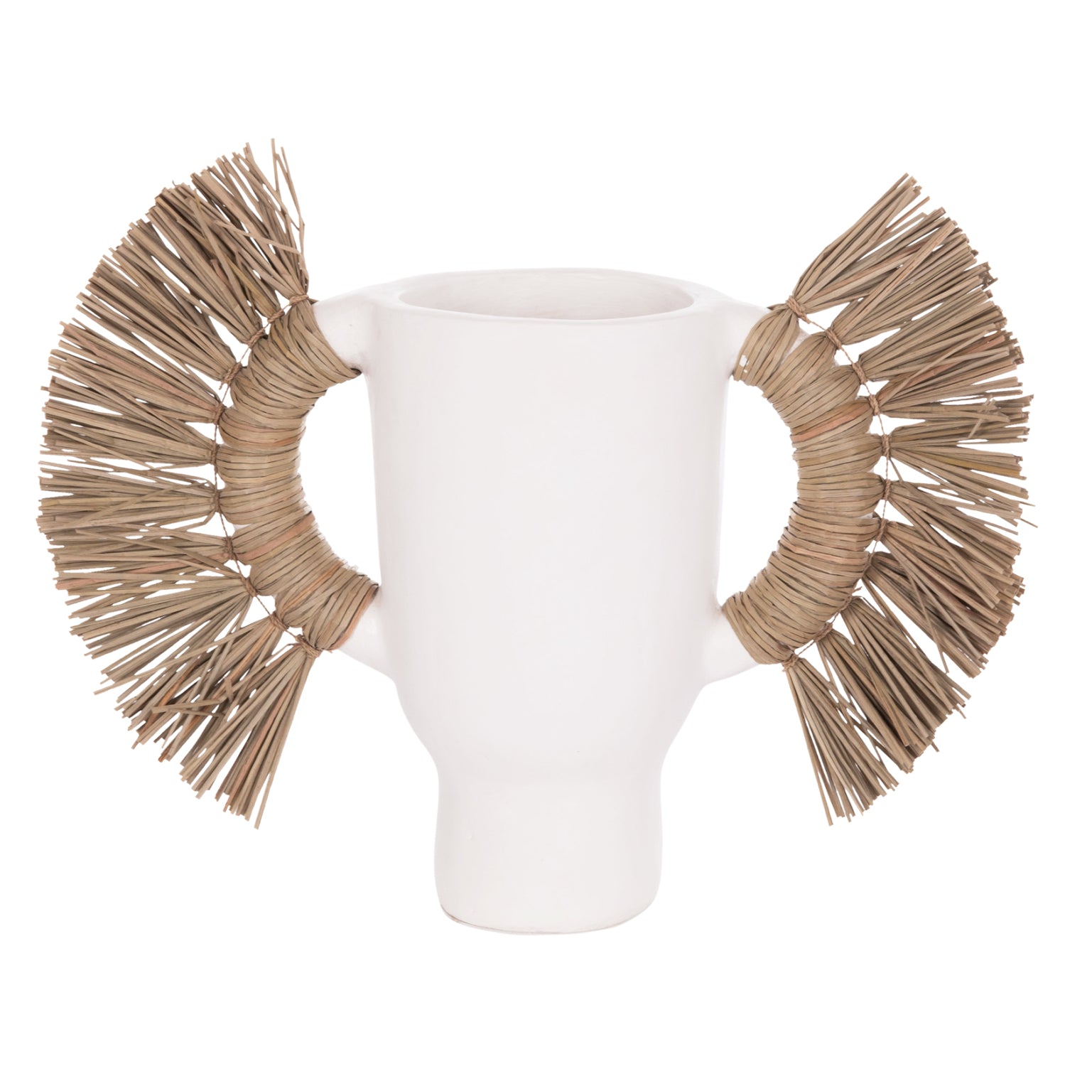 Декоративна ваза  Alica  бяла теракота и трева -- 55x19x34см