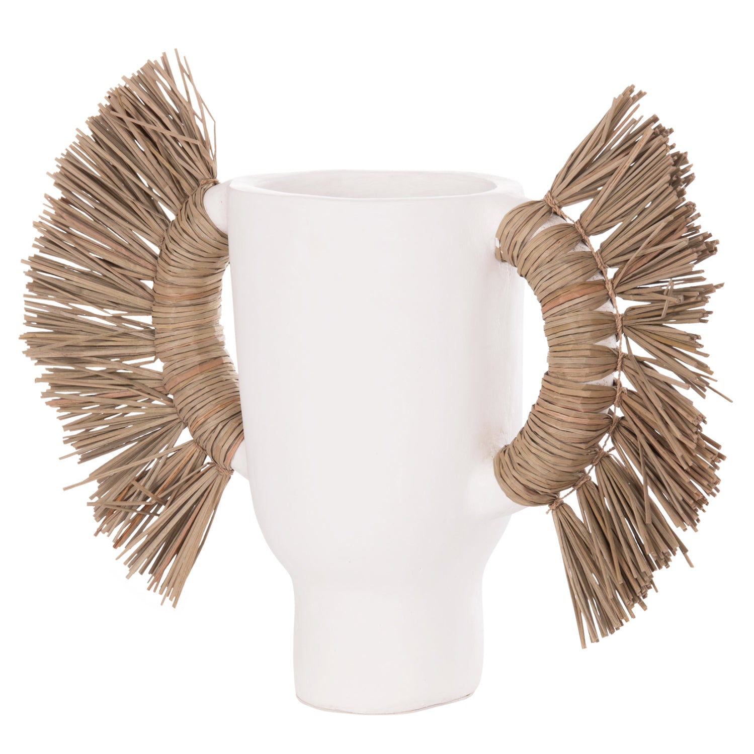 Декоративна ваза  Alica  бяла теракота и трева -- 55x19x34см