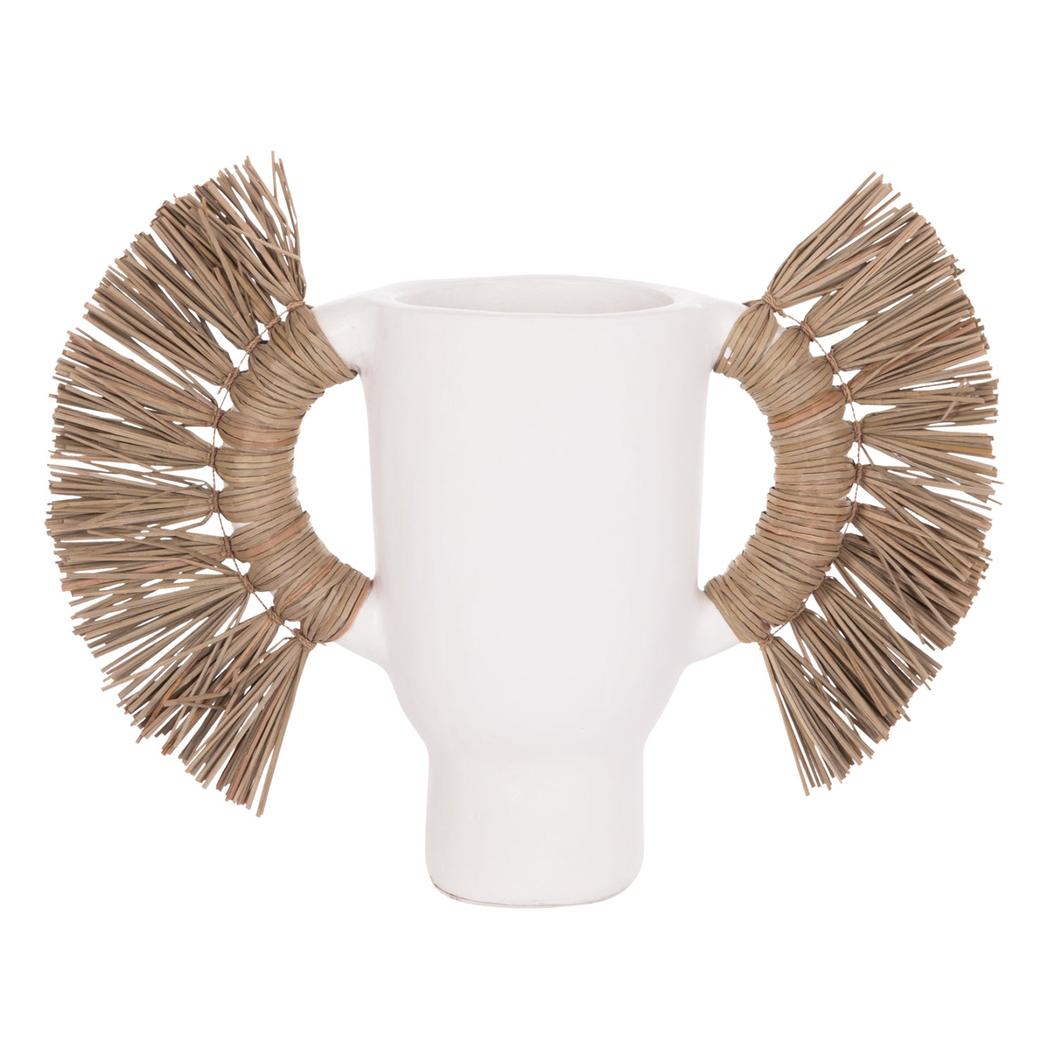 Декоративна ваза  Alica  бяла теракота и трева -- 55x19x34см