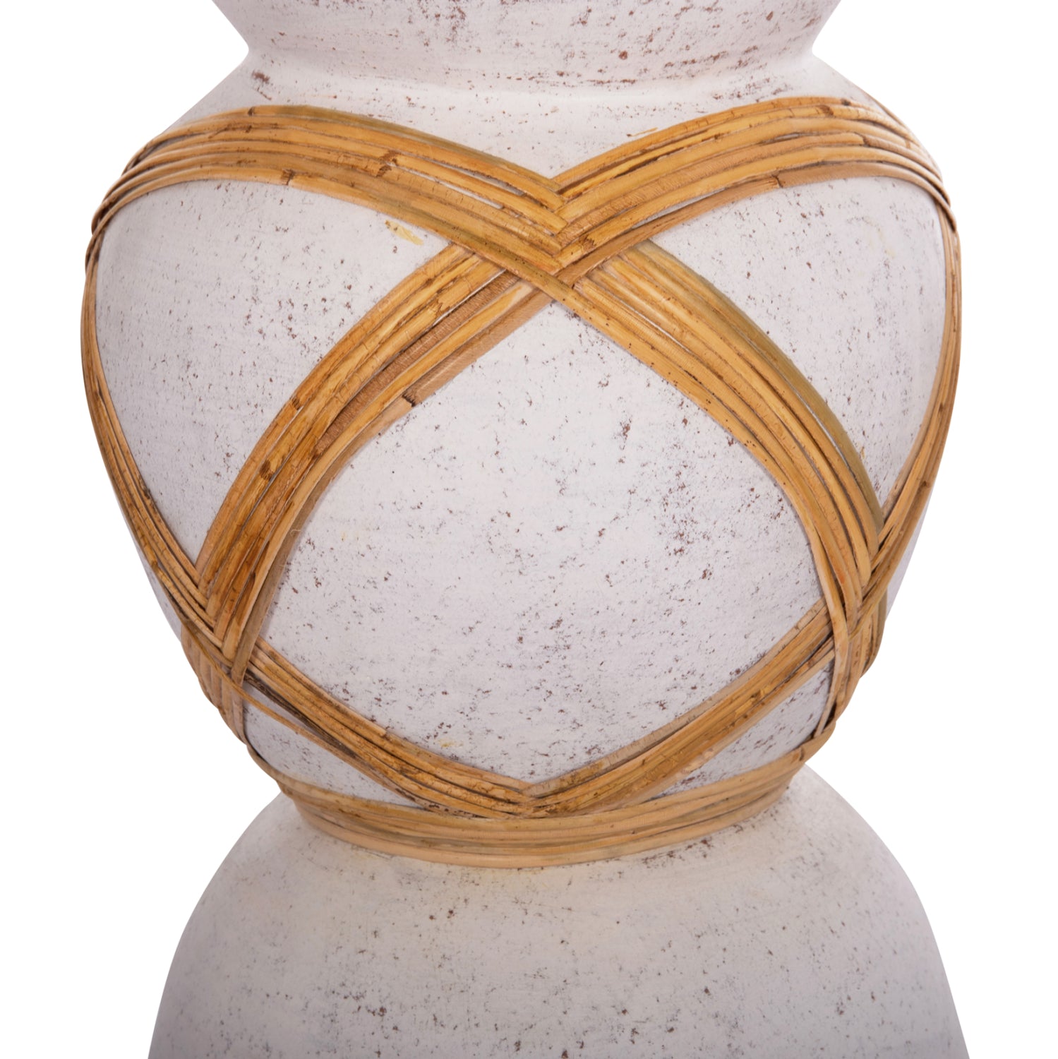 Декоративна подова ваза Мaynard от фибро цимент, бяла, ратан φ32x62.5всм