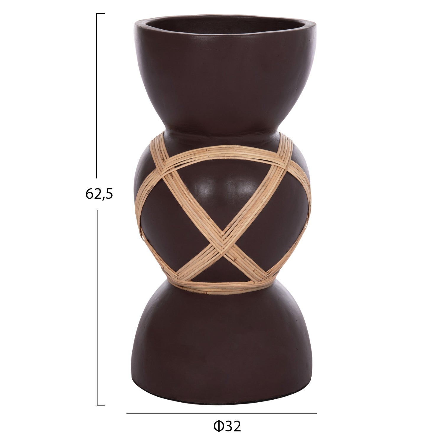 Декоративна подова ваза Мaynard фибър цимент шоколад-ратан φ32x62.5см