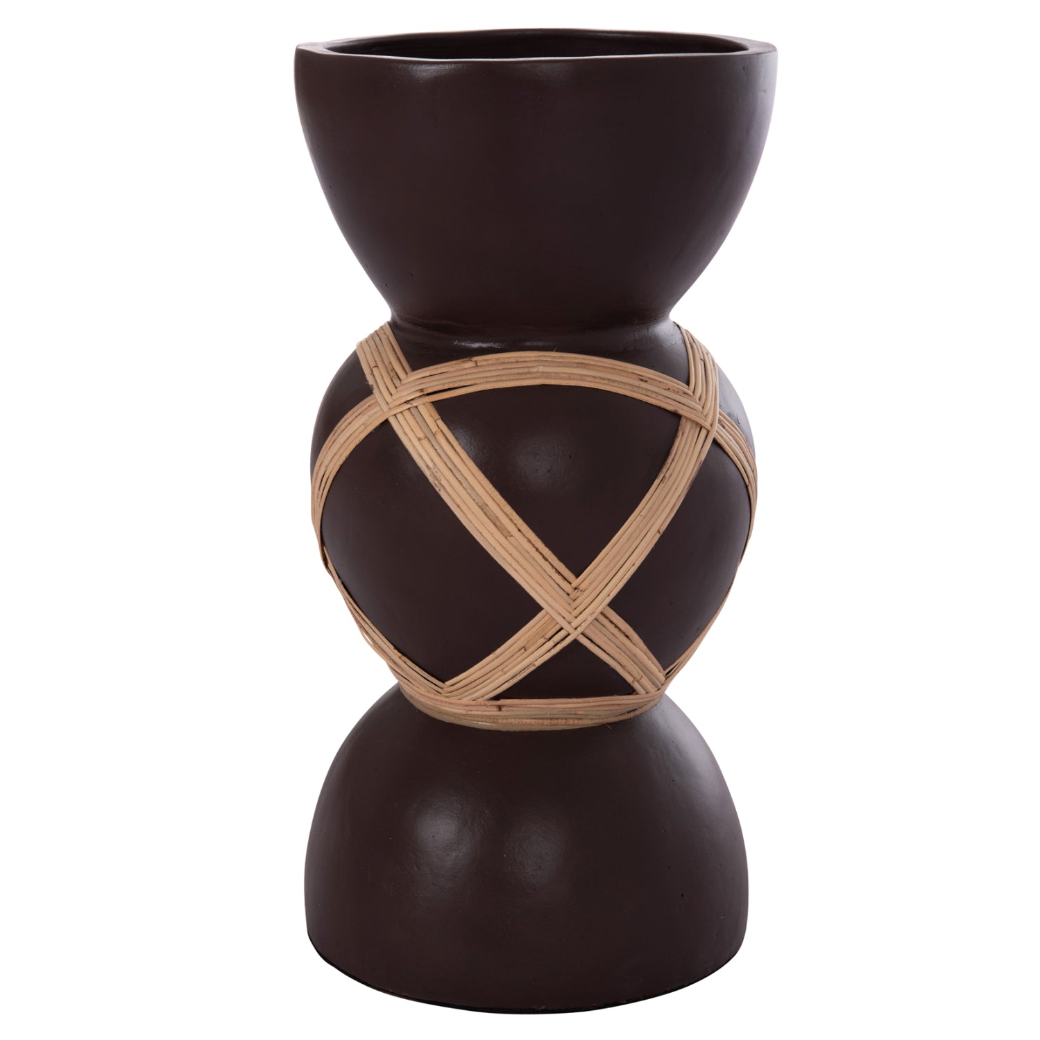 Декоративна подова ваза Мaynard фибър цимент шоколад-ратан φ32x62.5см
