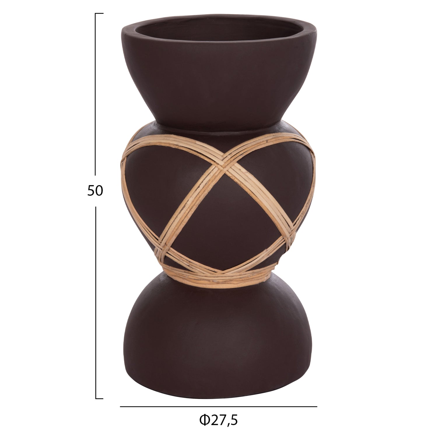 Декоративна подова ваза Мaynard фибро цимент шоколад-ратан φ27.5x50см