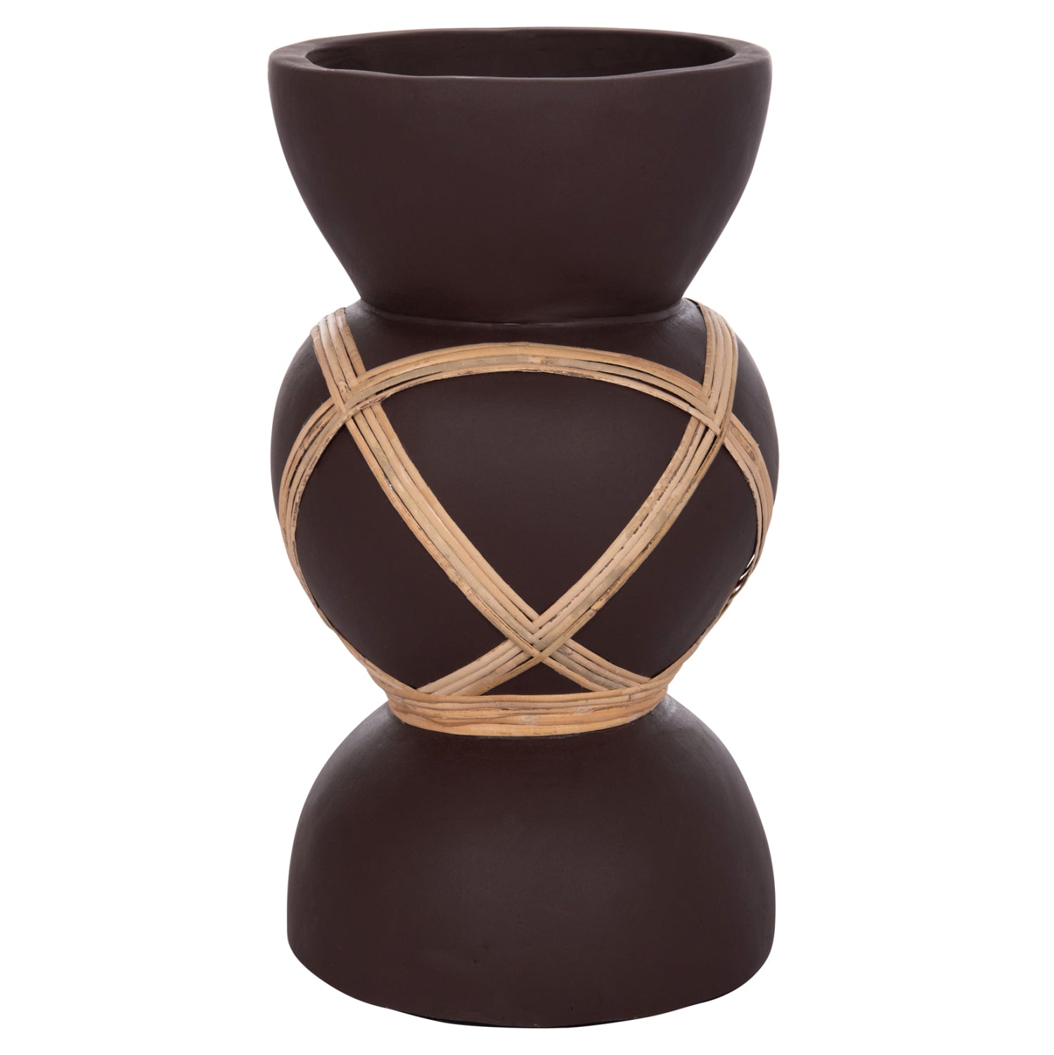 Декоративна подова ваза Мaynard фибро цимент шоколад-ратан φ27.5x50см