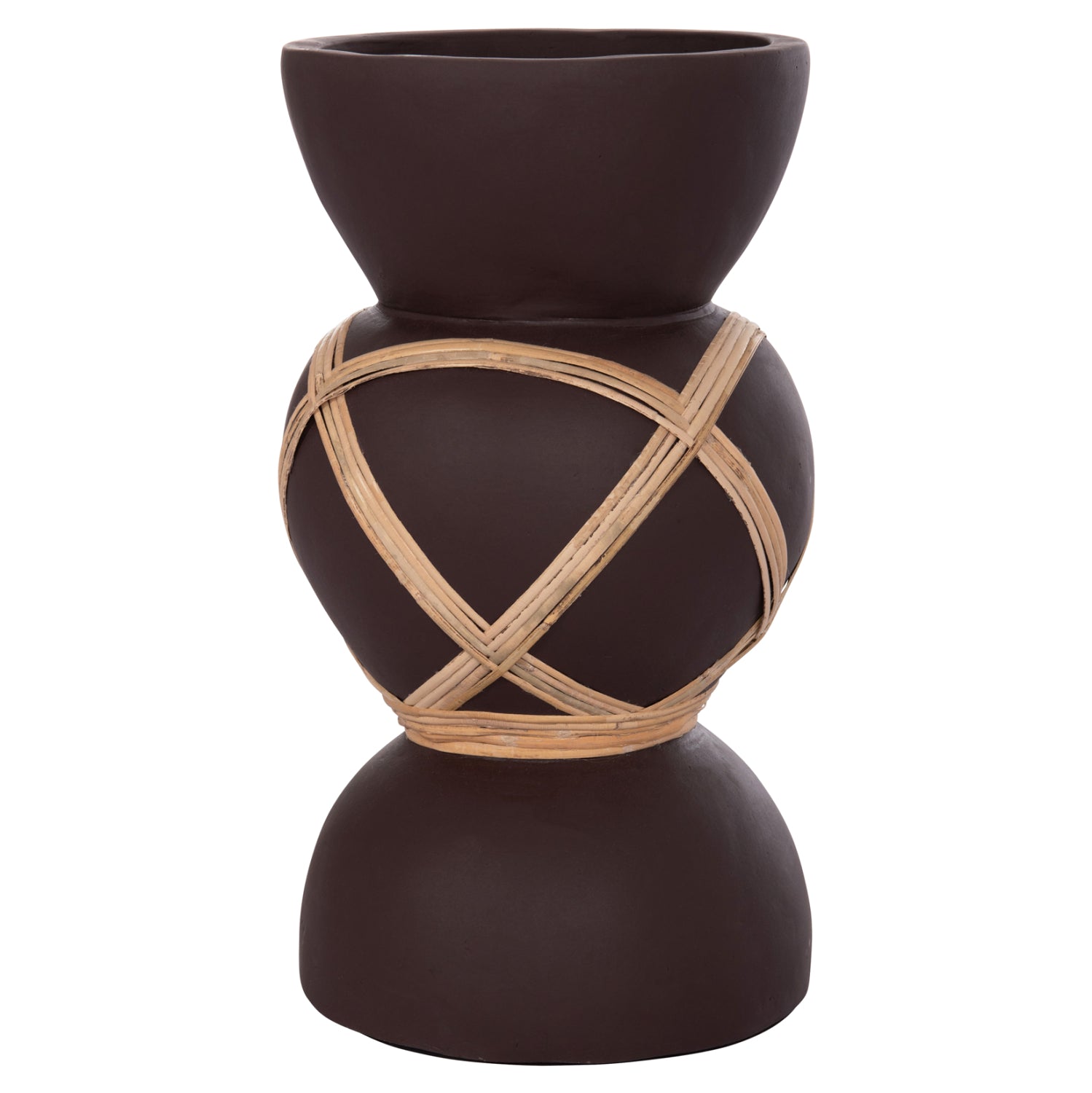 Декоративна подова ваза Мaynard фибро цимент шоколад-ратан φ27.5x50см