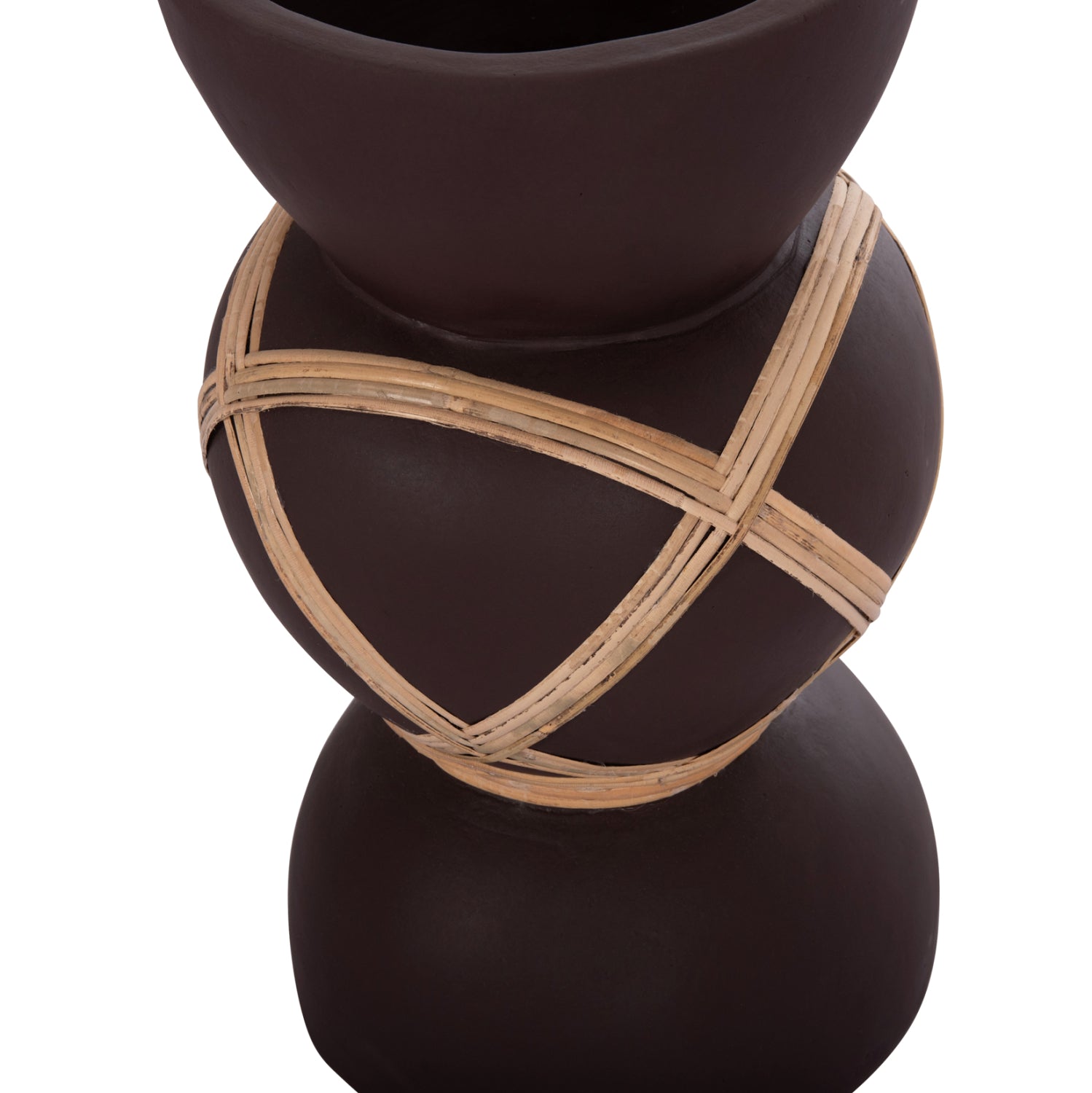 Декоративна подова ваза Мaynard фибро цимент шоколад-ратан φ27.5x50см