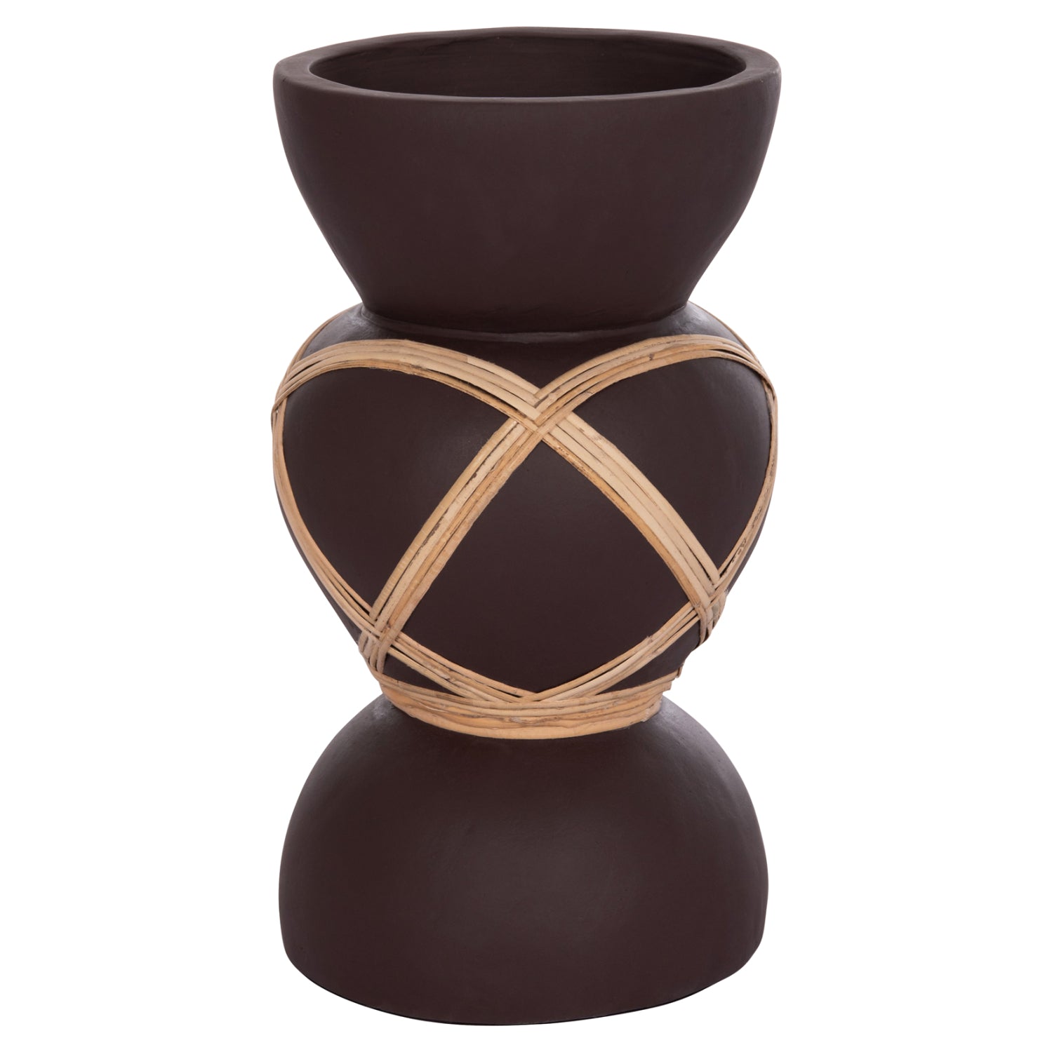 Декоративна подова ваза Мaynard фибро цимент шоколад-ратан φ27.5x50см