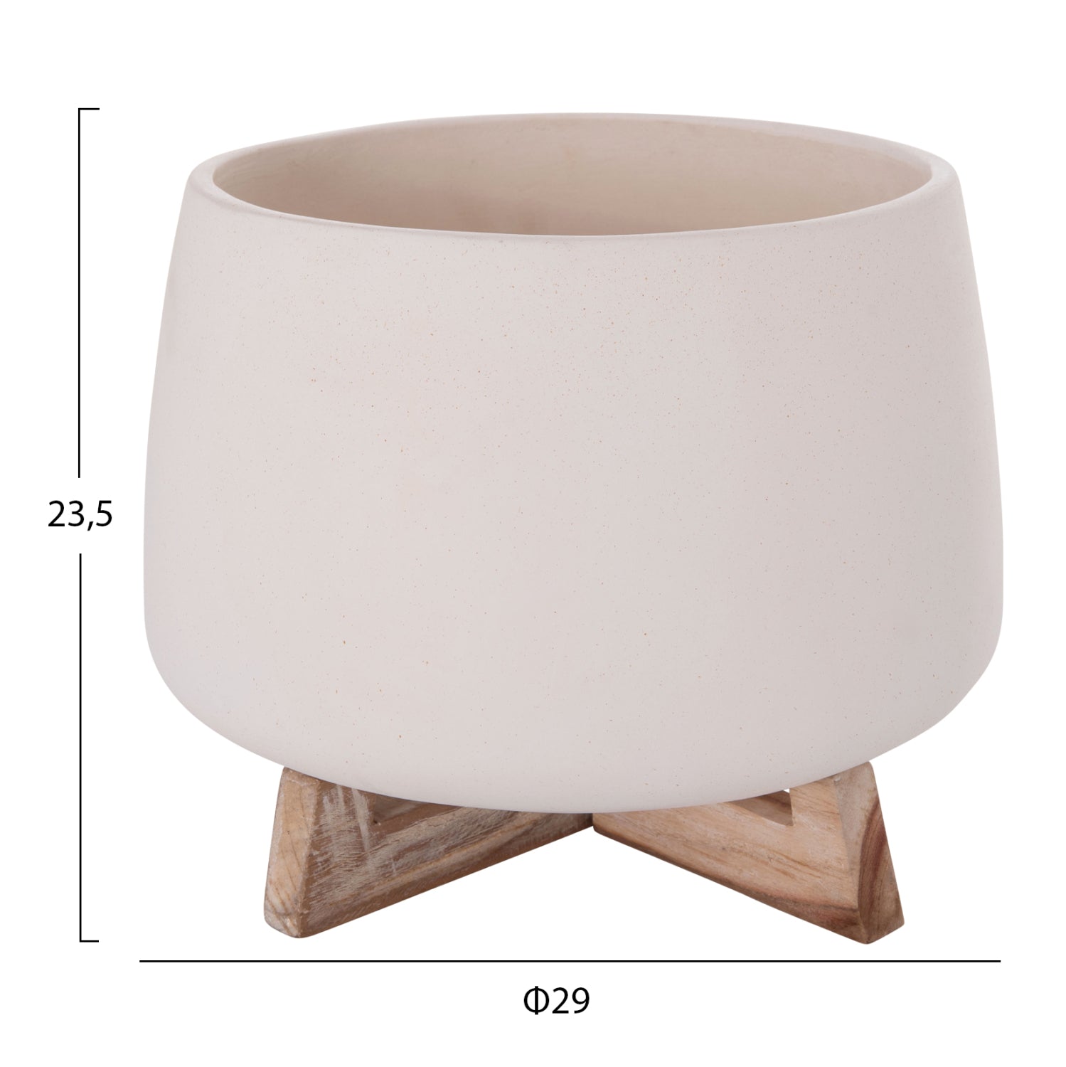 Саксия FRELLO бял фиброцимент с основа тиково дърво 29x29x23.5см