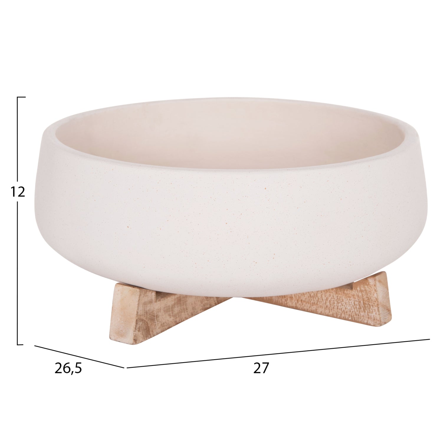 Саксия FRELLO бял фиброцимент с основа тиково дърво 27x26.5x12см