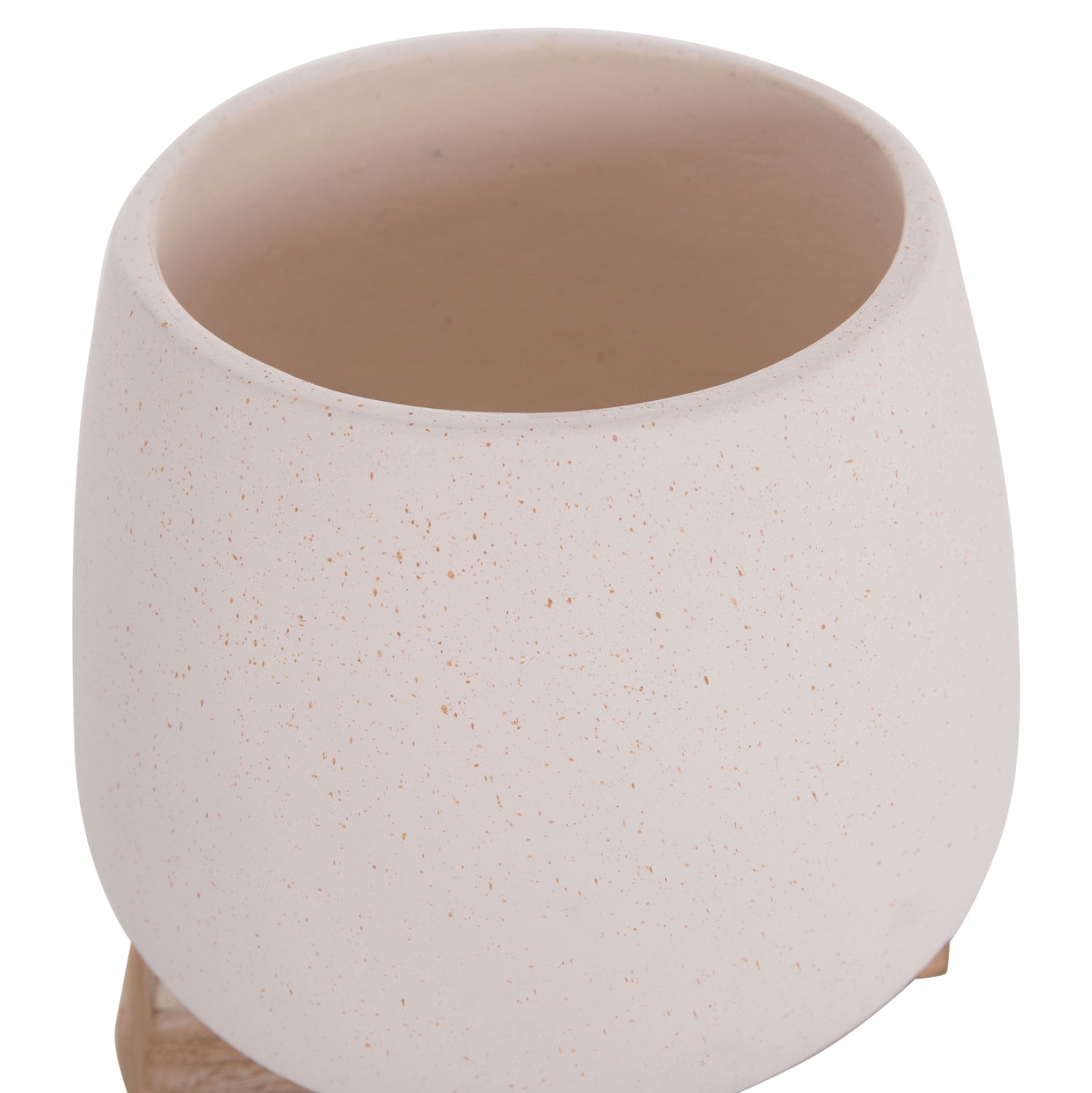 Саксия FRELLO бял фиброцимент с основа тиково дърво 14.5x14.5x16см