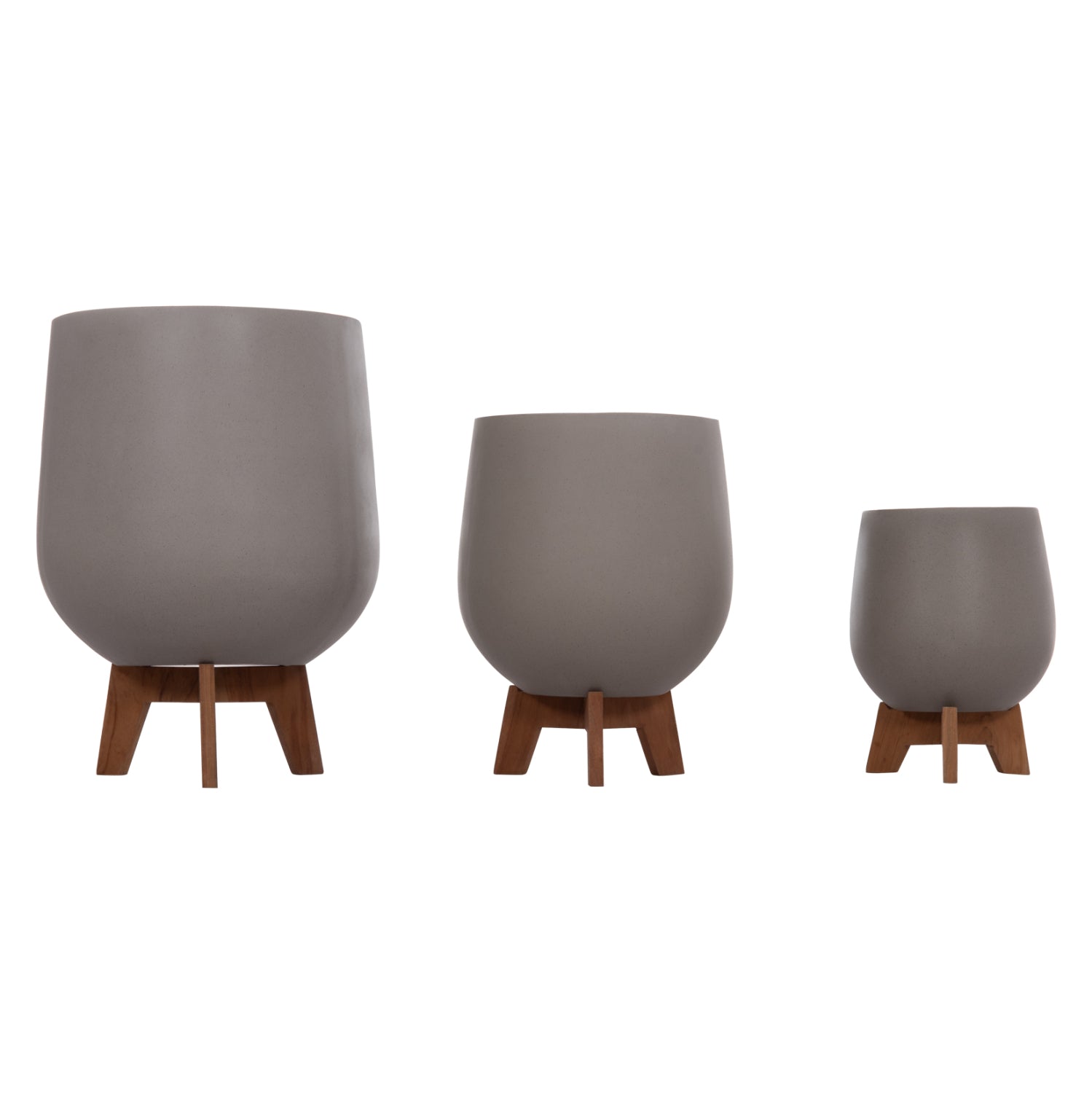 Комплект 3саксий с дървени основи TRYLL фибро цимент-сив