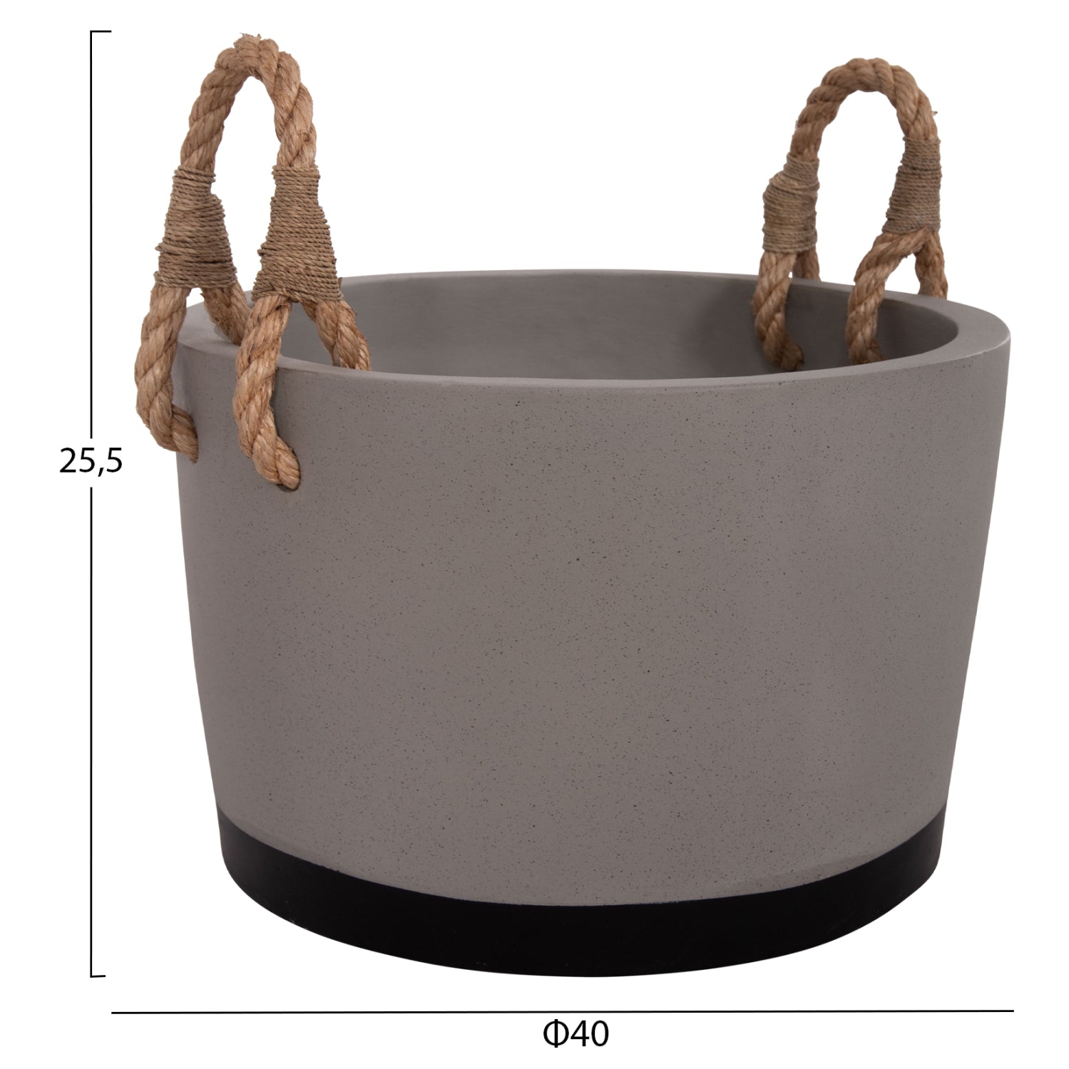 Саксия за вътрешна употреба TRYLL фибро цимент с въже ф40x25.5cm.