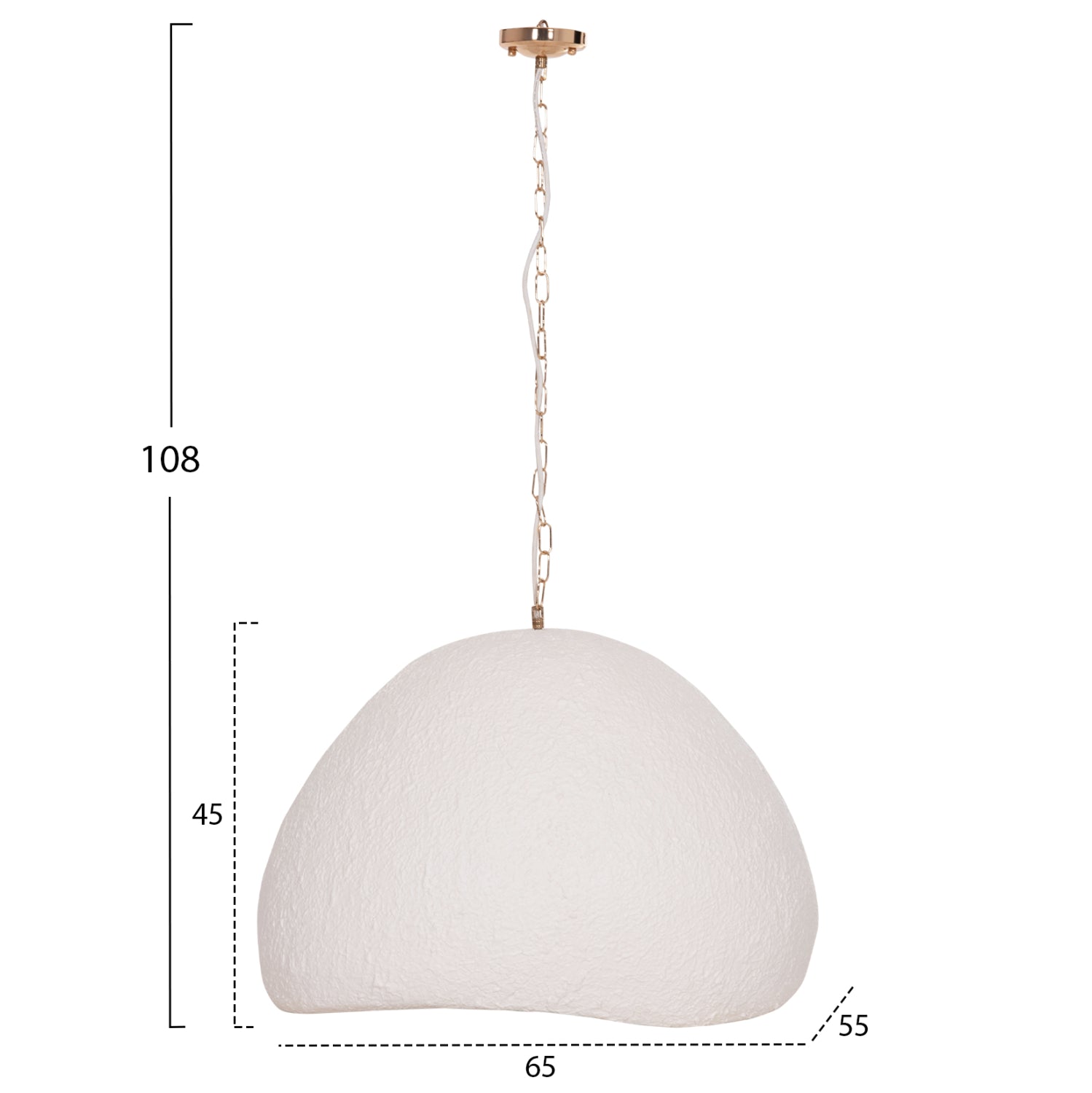 Таванна лампа Jaylen от фибър цимент в бяло 65x55x45всм