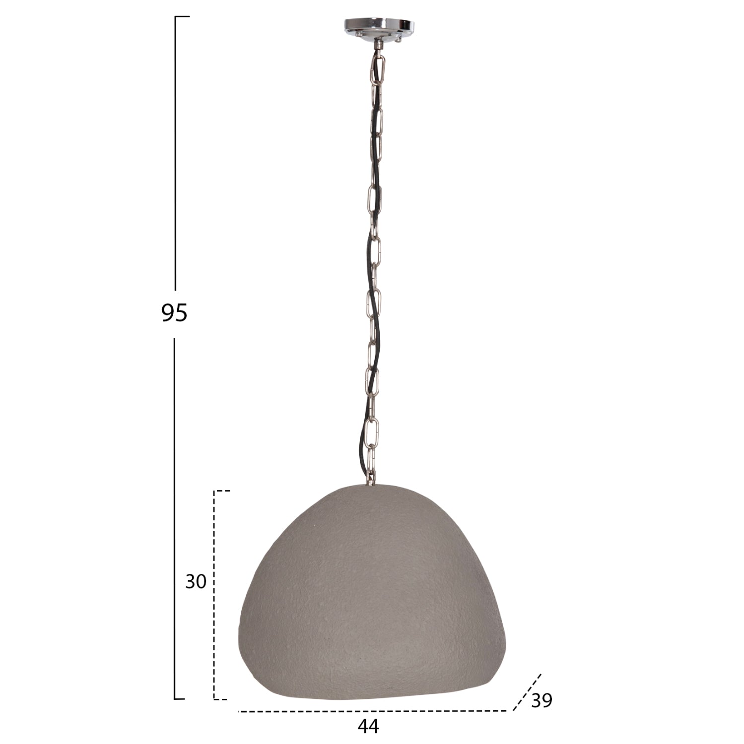 Таванна лампа Jaylen от фибър цимент в сиво 44x39x30 висулки