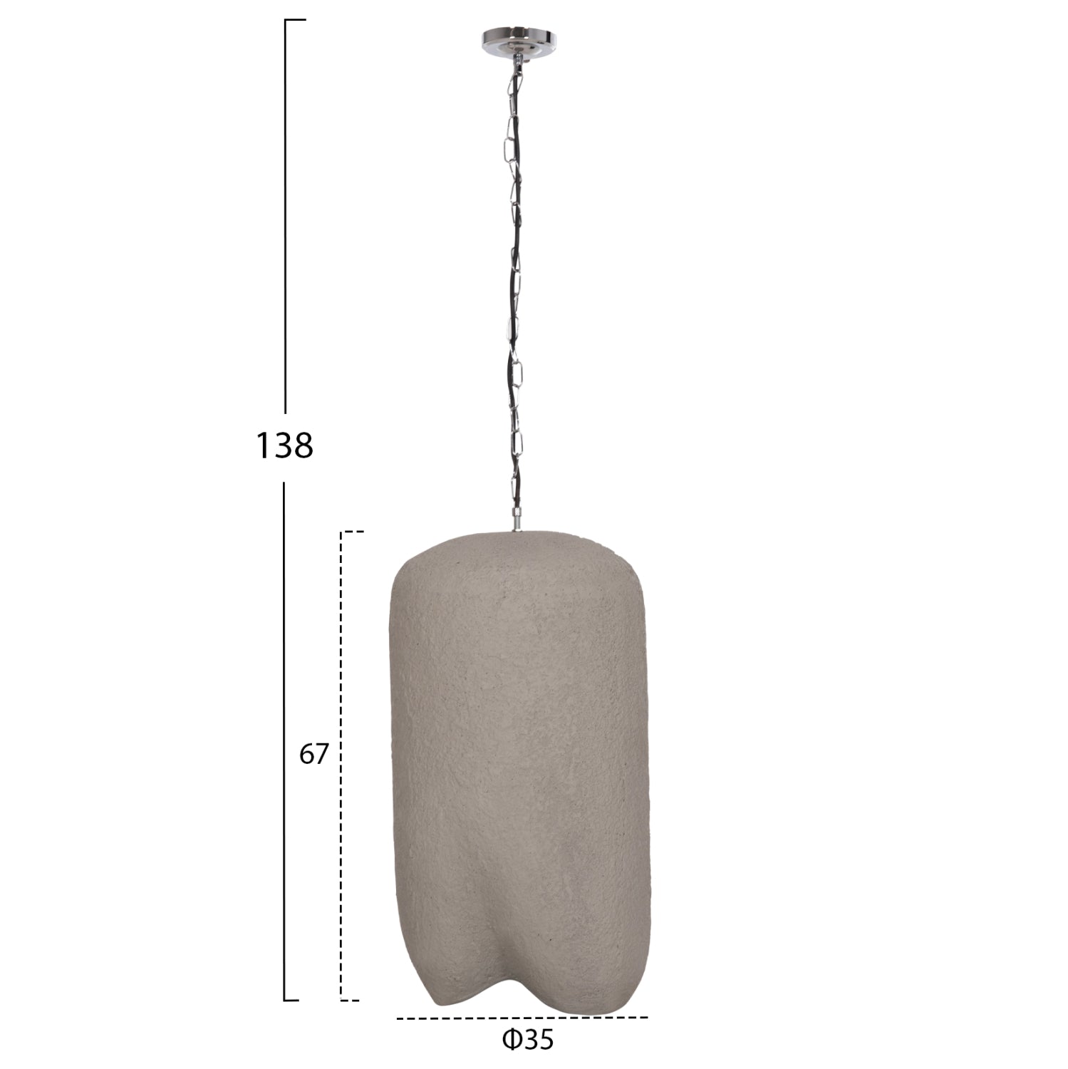 Таванна лампа Logky от фибър цимент в сиво 35x35x67всм.