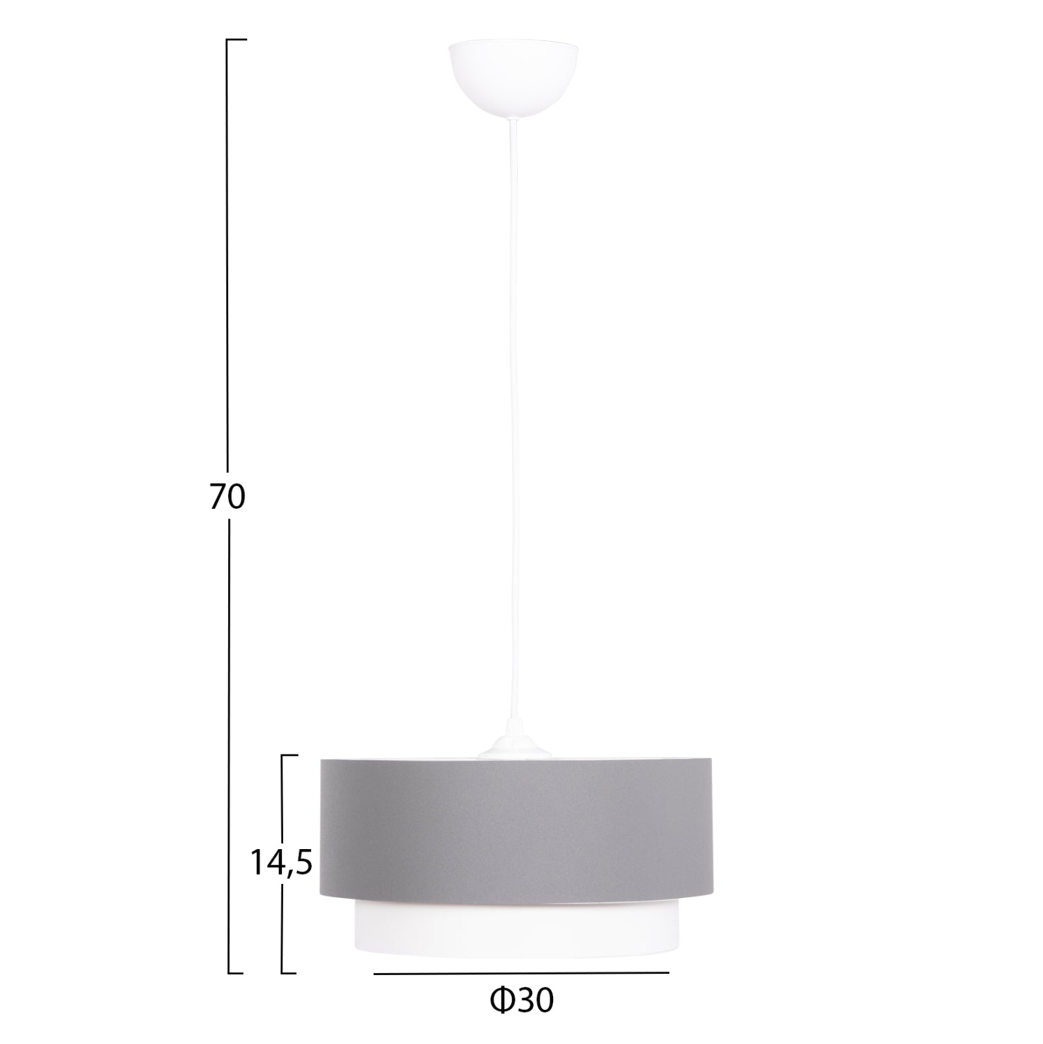 Цилиндричен плафон kriks pvc в бяло-сиво φ30x70ηcm