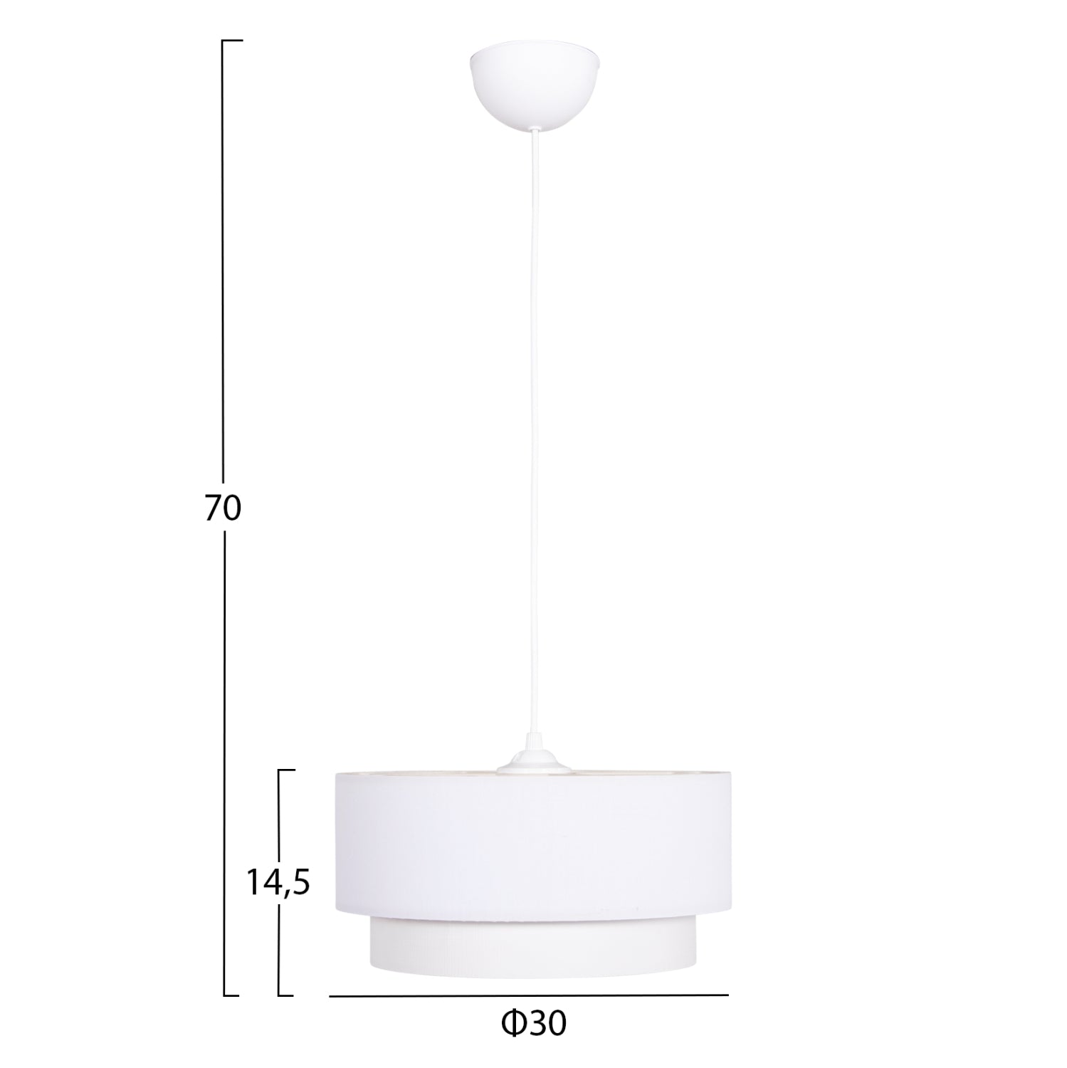 Цилиндричен плафон KRIKS pvc в бяло φ30x70ηcm