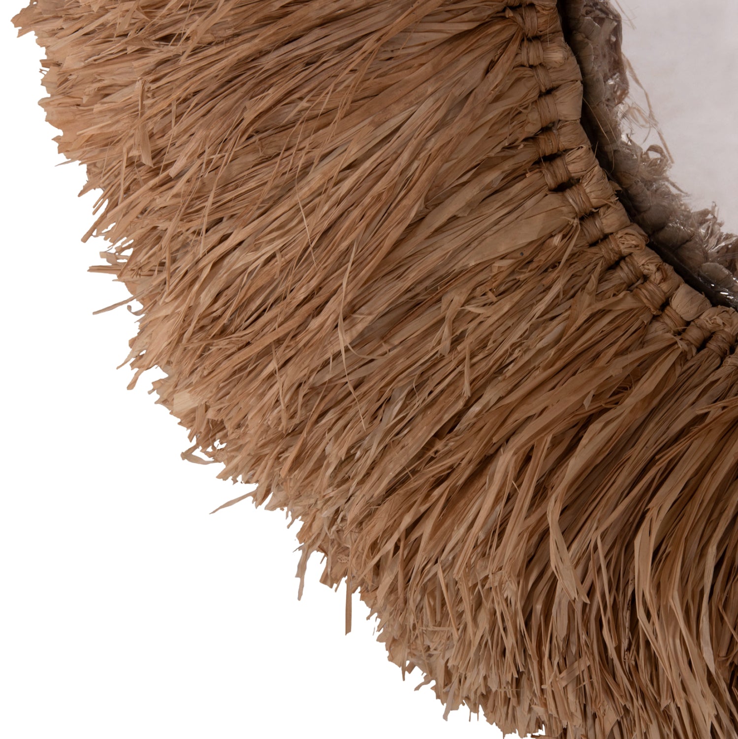 Овално стенно огледало с рамка от сизалови влакна в естествен цвят 95x60x15 (дебелина) см