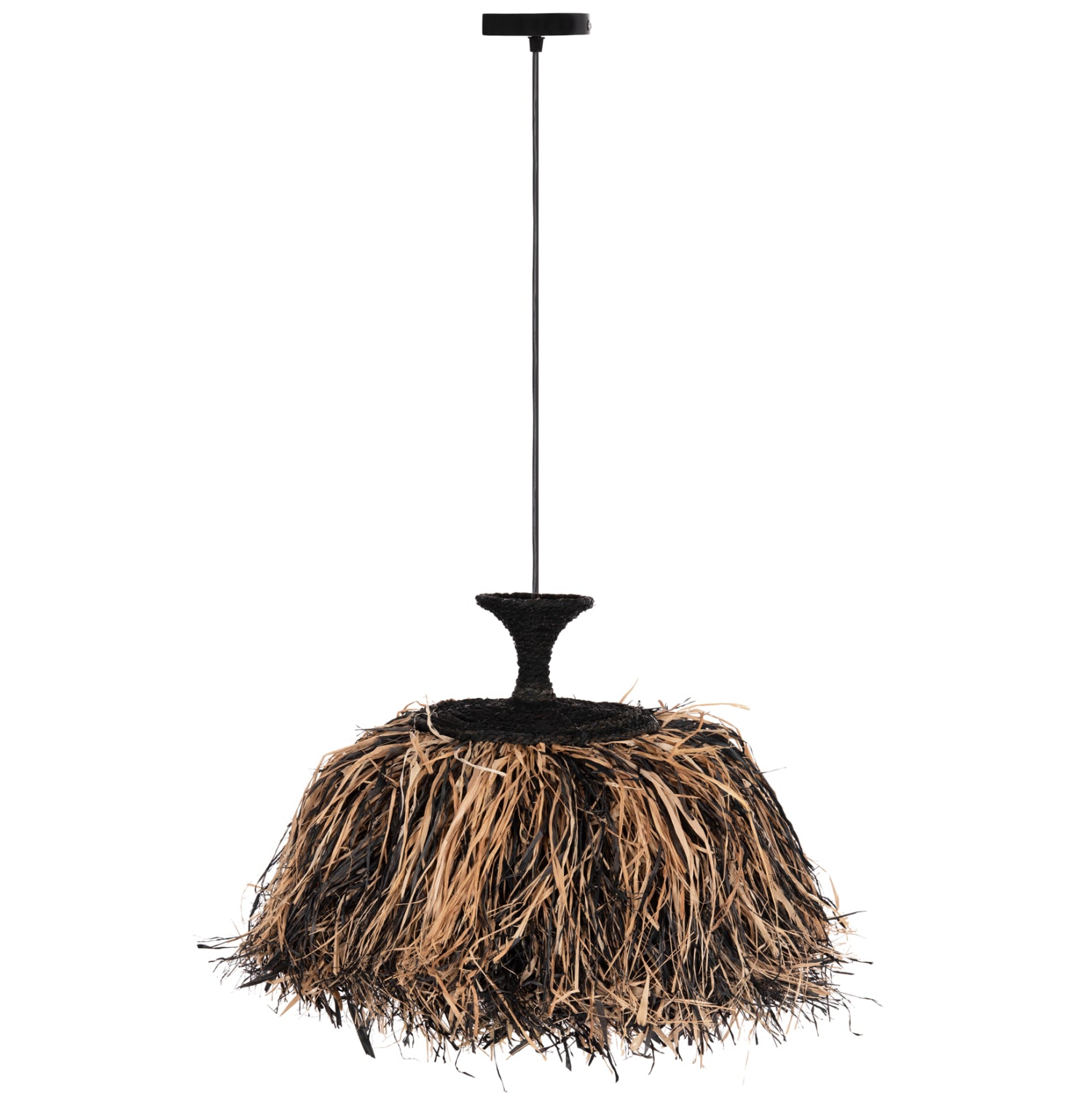 Таванна лампа 4716 черен-естествен цвят  Φ60x50см