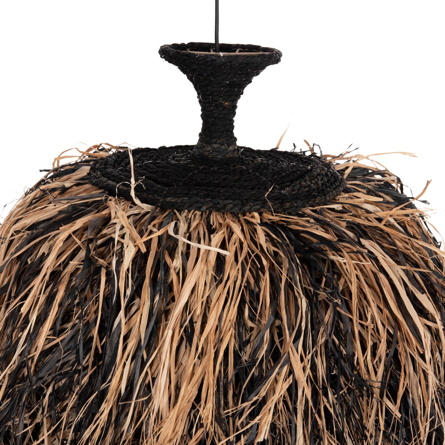 Таванна лампа 4716 черен-естествен цвят  Φ60x50см