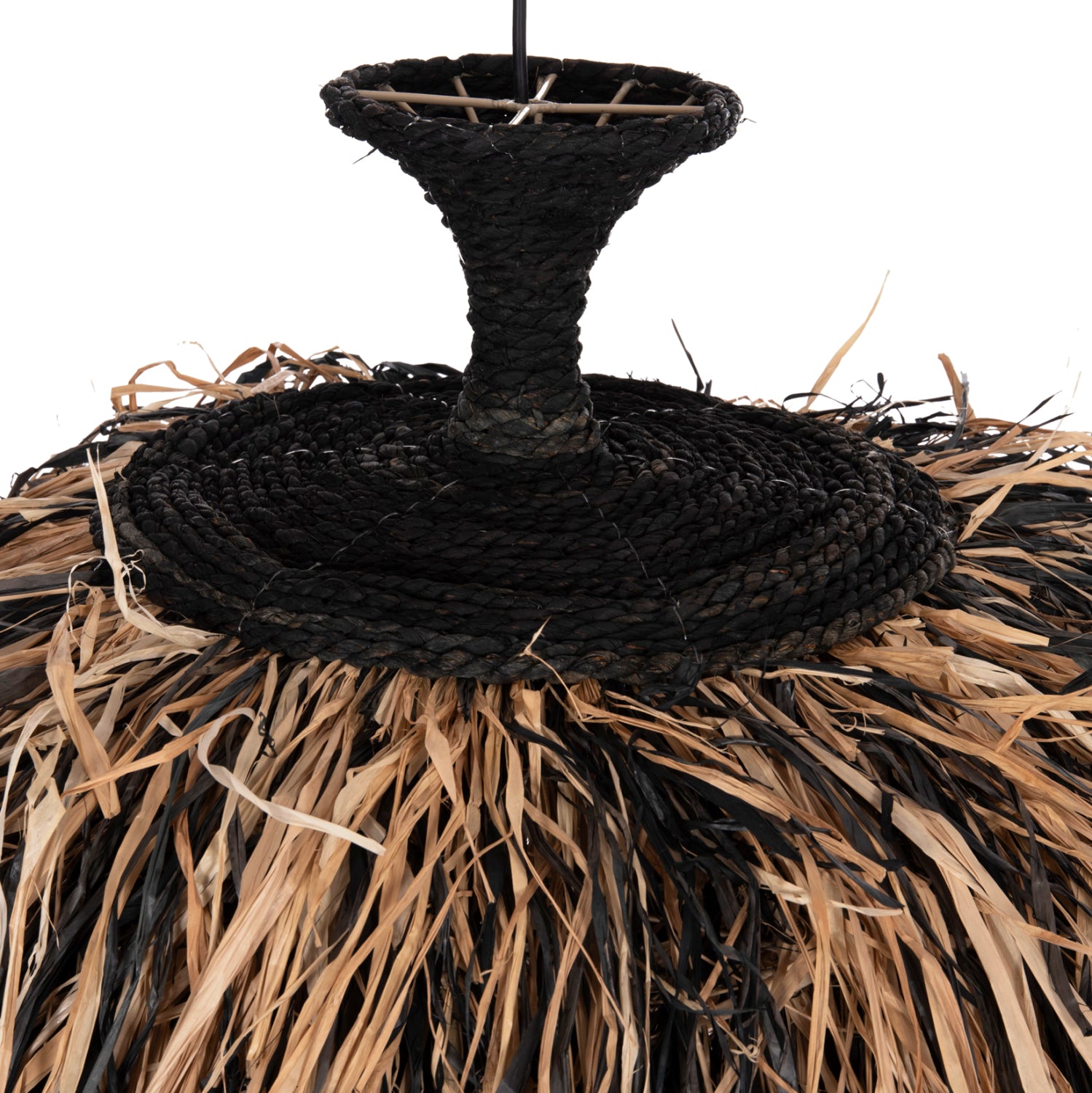 Таванна лампа 4716 черен-естествен цвят  Φ60x50см