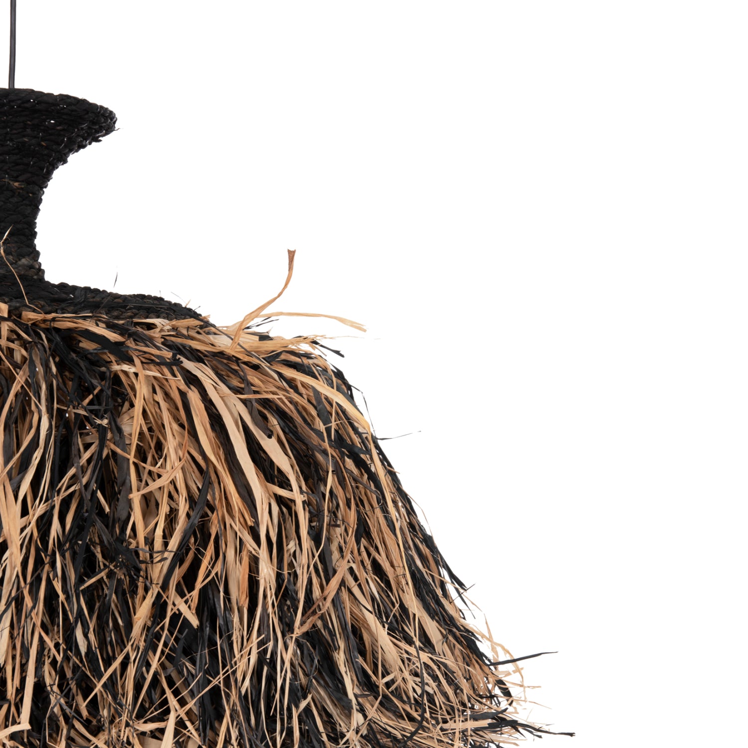 Таванна лампа 4716 черен-естествен цвят  Φ60x50см