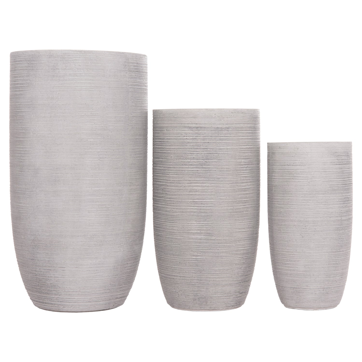 Комплект от 3 цилиндрични саксии,  - цвят цимент φ42x78hcm