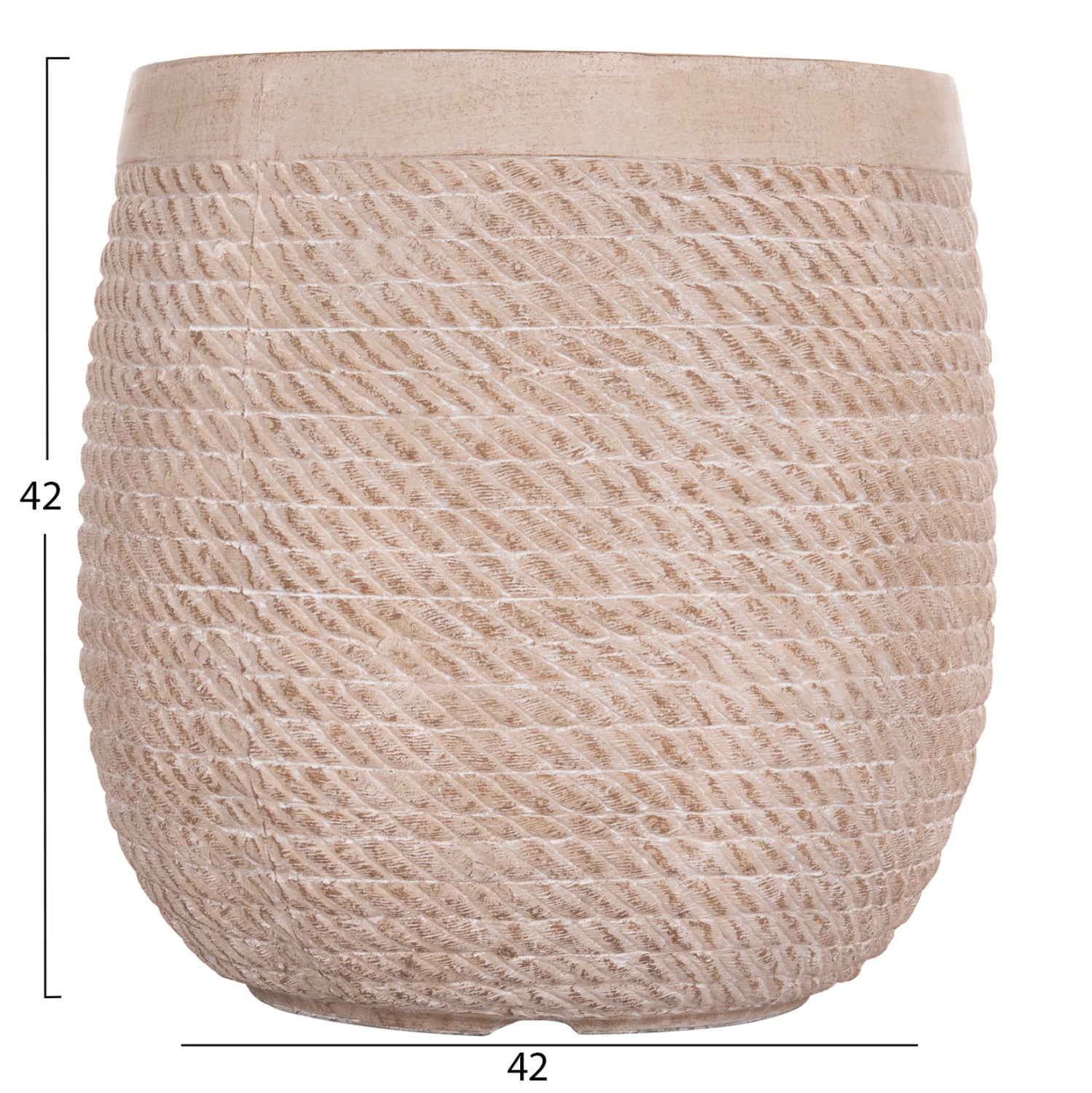 Комплект от 4 кръгли градински саксий фибър - цимент с цвят слонова кост ф54x54 см