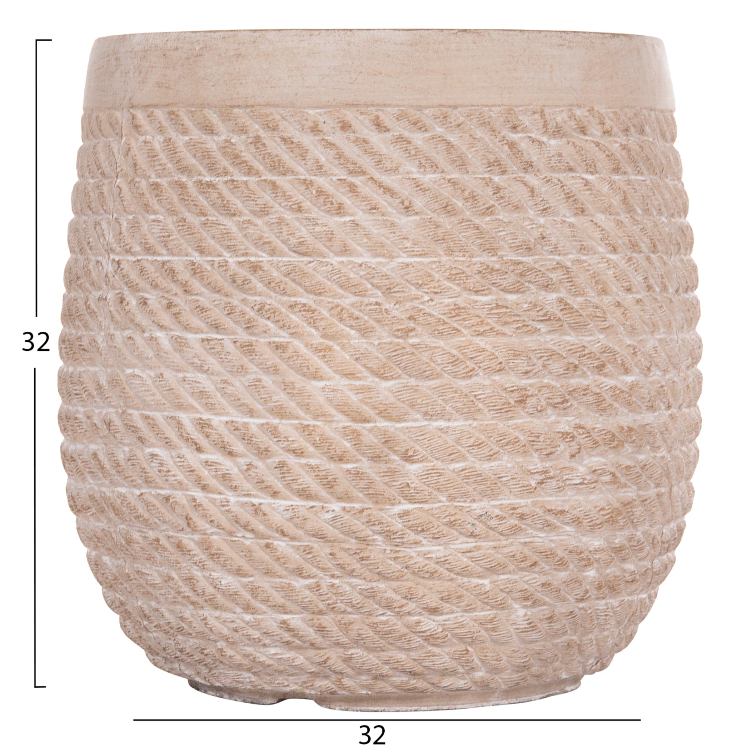 Комплект от 4 кръгли градински саксий фибър - цимент с цвят слонова кост ф54x54 см