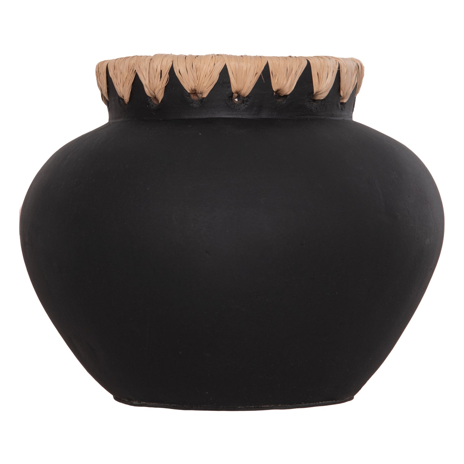 Декоративна ваза renton(s) теракота черна-обвита слама на гърлото φ23x19hcm
