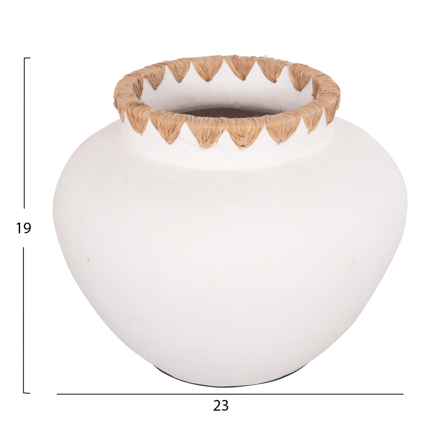 Декоративна ваза renton(s) теракота бяла-обвита слама на гърлото φ23x19hcm