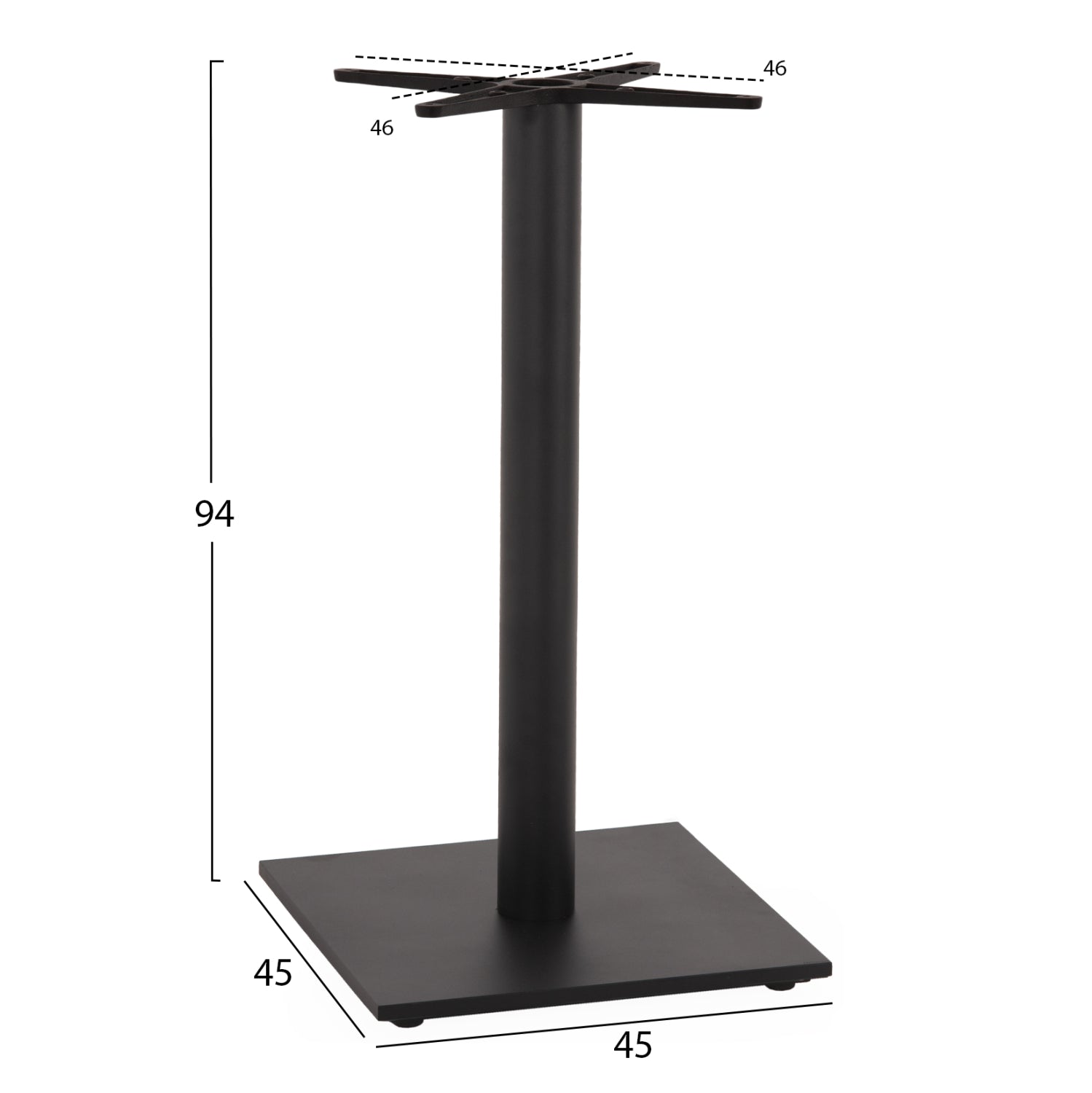 Метална основа за бар маса 474 сив цвят 45x45x94см