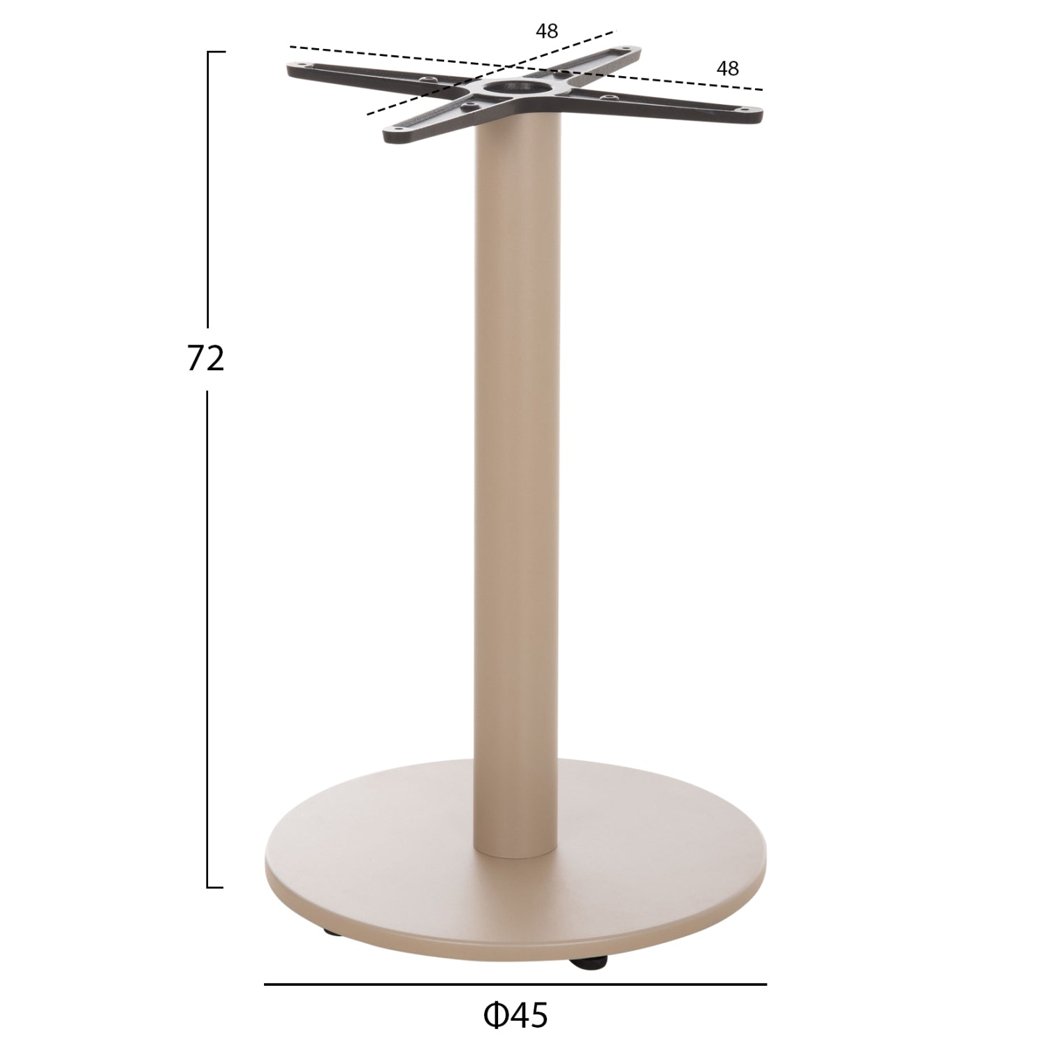 Алуминиева основа за маса 476.25/ кръгла капучино кръстачка 46х46см φ44х73см.