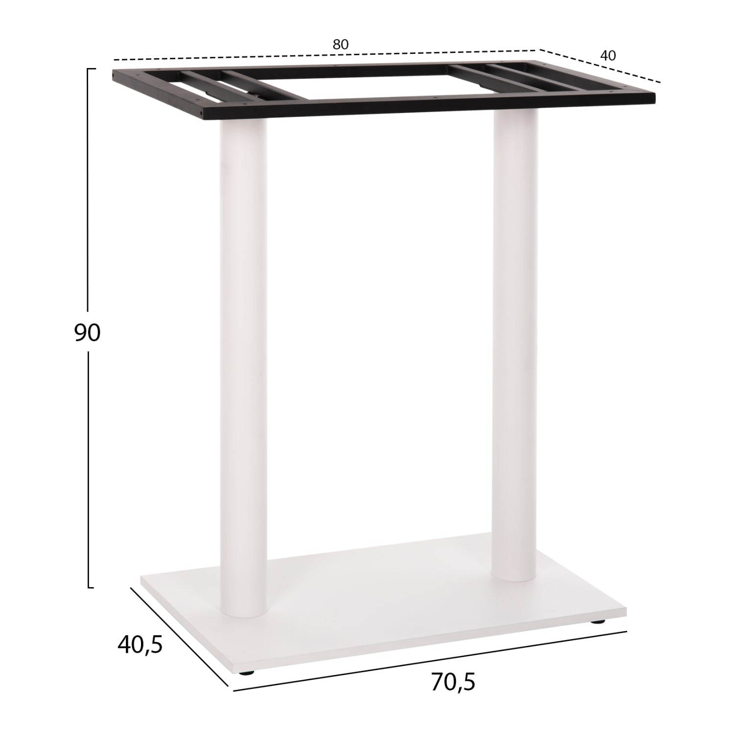 Двойна  основа за бар маса 478.02/бяла мат,метална, средна височина 40x80x90см